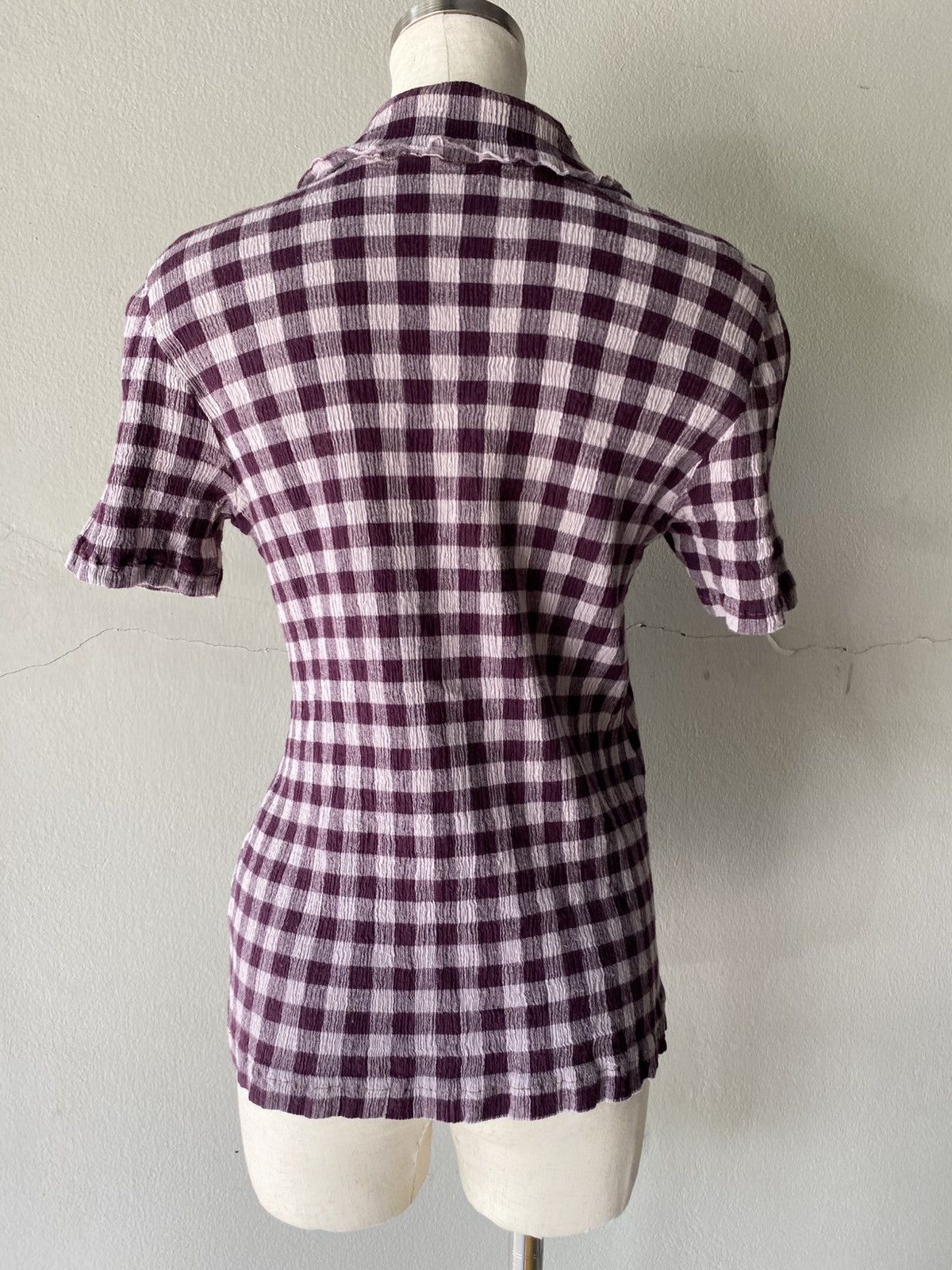 Tsumori Chisato TSUMORI CHISATO Purple Plaid Button-Down Pleated Top Size M / US 6-8 / IT 42-44 - 12 Thumbnail