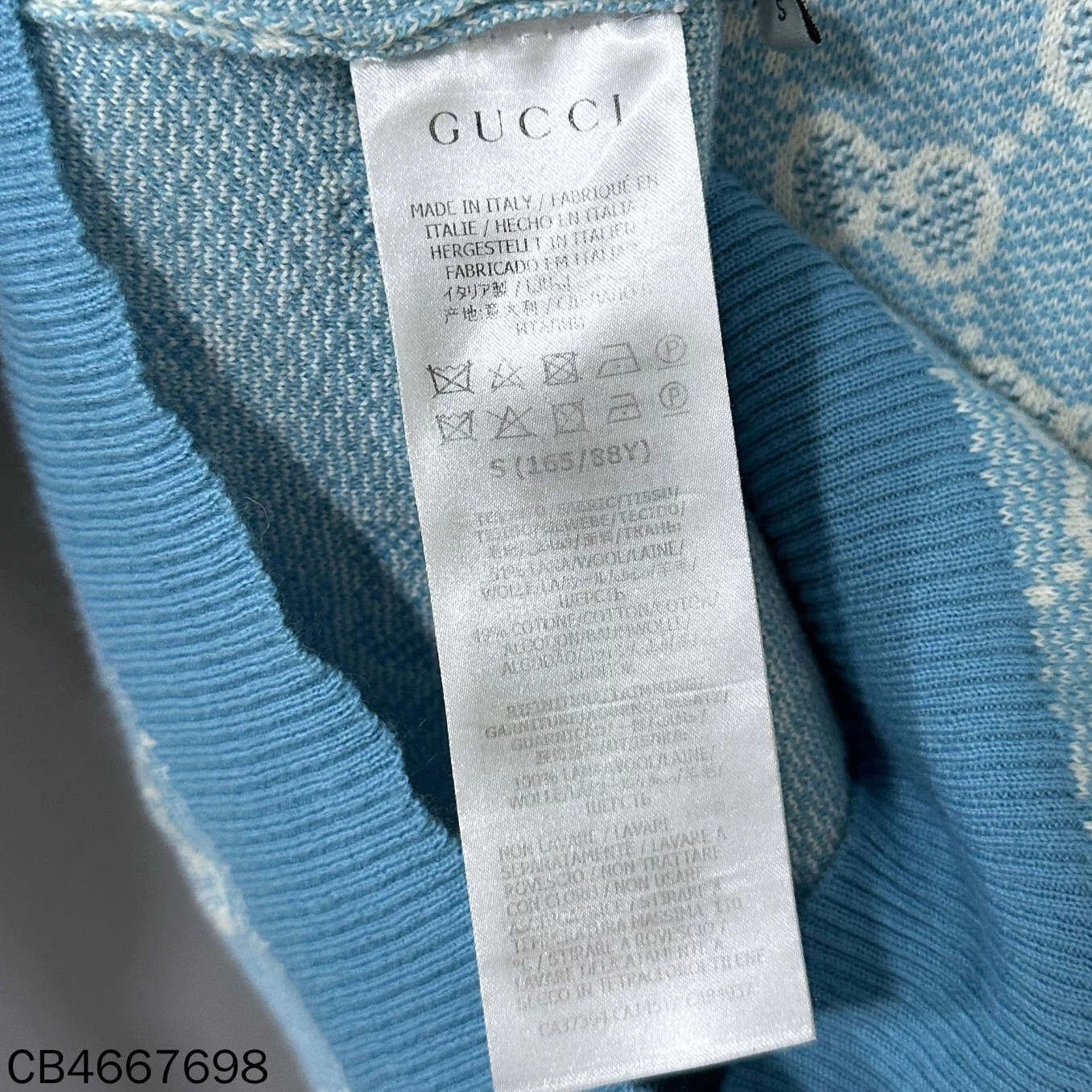 Gucci GUCCI Sky Blue All-Over Print Knit Short-Sleeve S Size S / US 4 / IT 40 - 4 Thumbnail