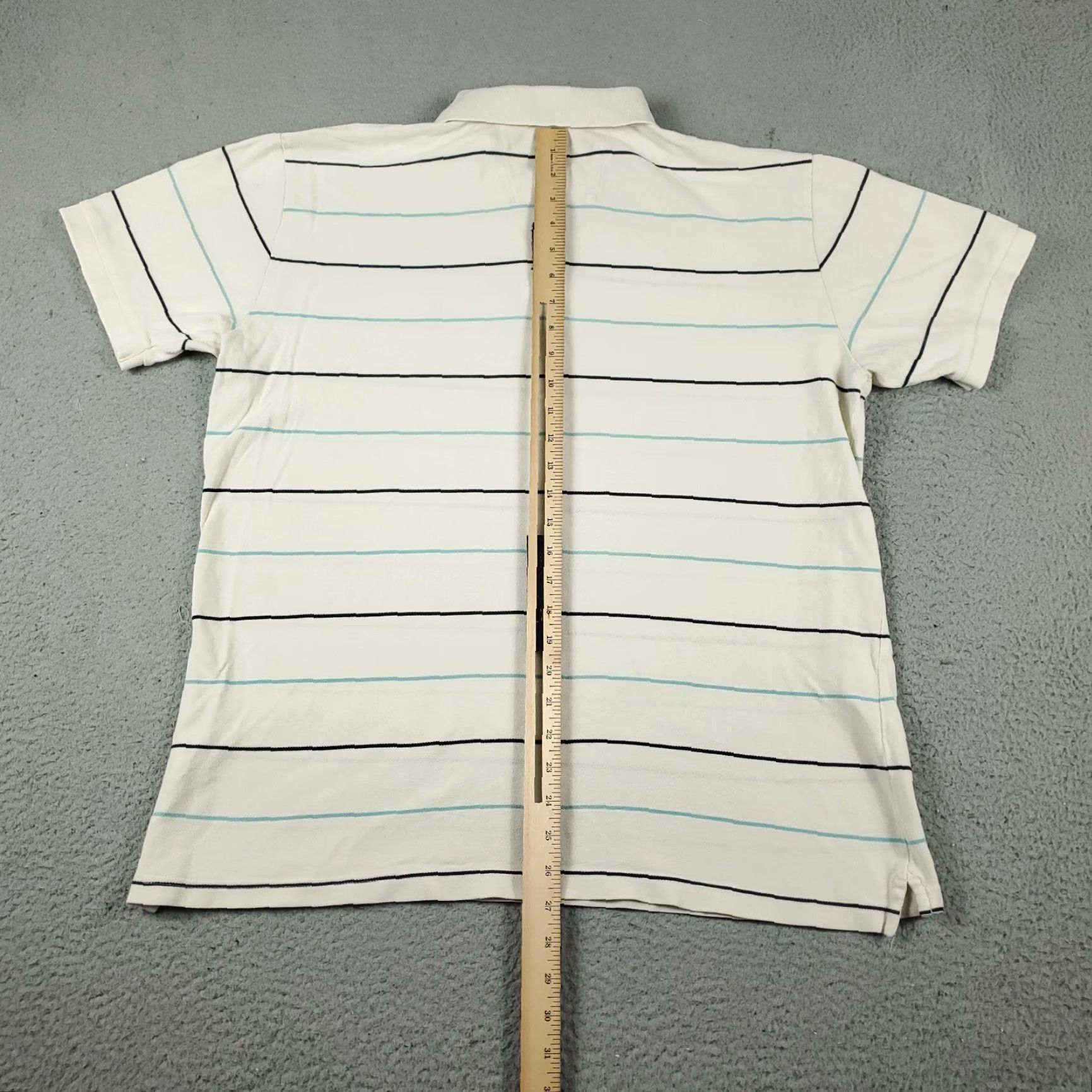 Nautica Nautica Polo Shirt Mens Large Ivory/White Striped Short Sleeve Casual Button-Front Polo Shirt, Regular Fit, Navy/White? Size US L / EU 52-54 / 3 - 5 Thumbnail