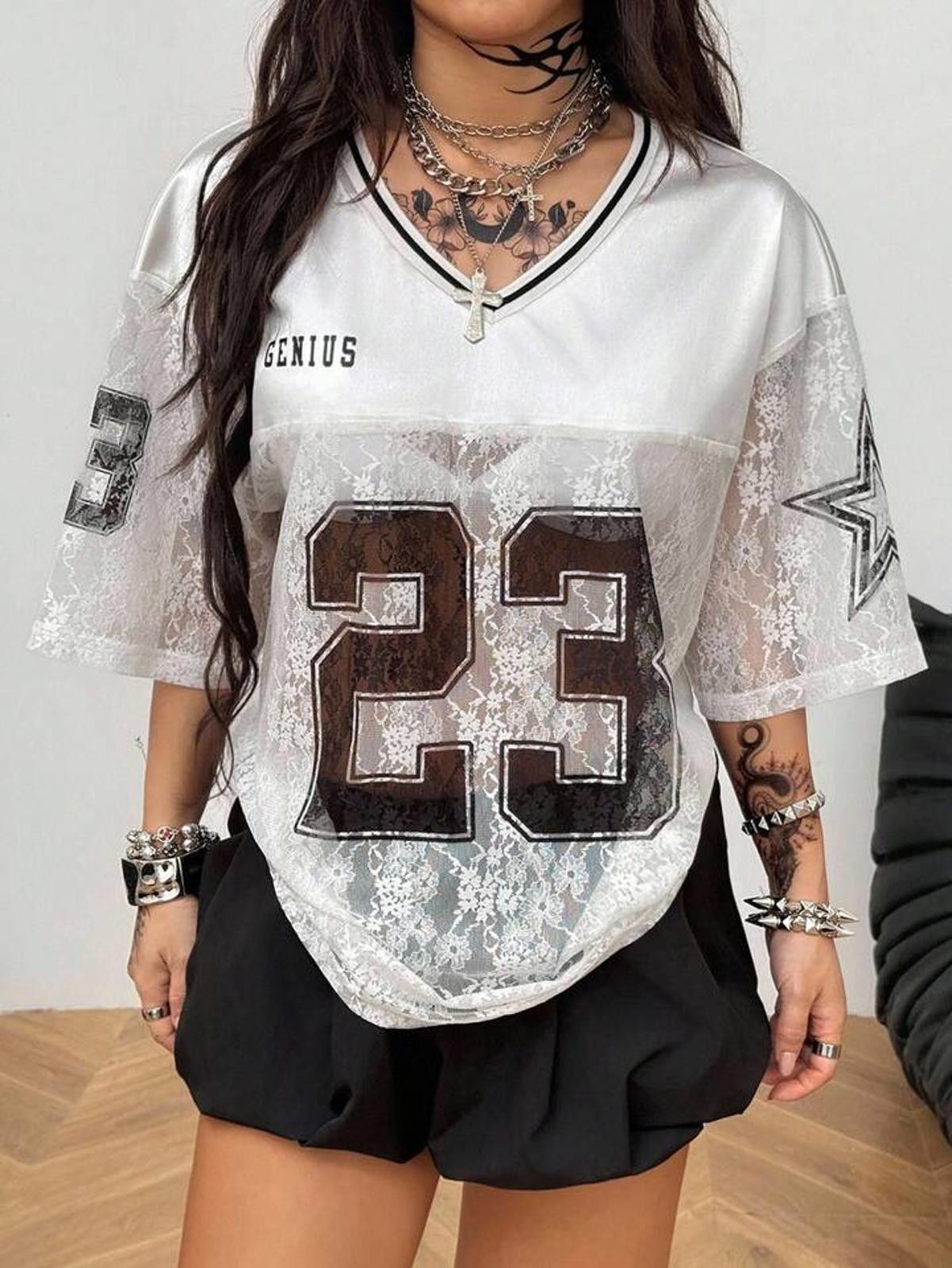 Other Genius 23 Lace Top Sexy Jersey Size ONE SIZE - 1 Thumbnail