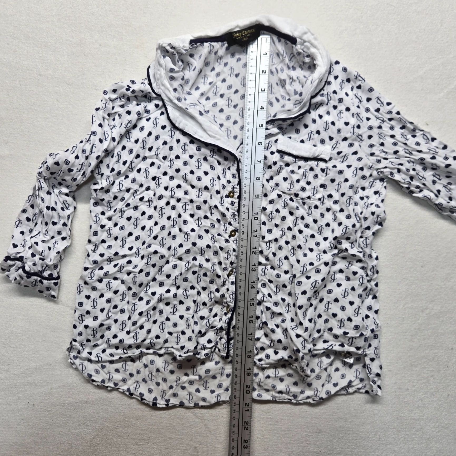 Juicy Couture Juicy Couture Shirt Women's S White Collared Button Up Pajama Sleepwear Sleepshirt Short Sleeve 90s? Size S / US 4 / IT 40 - 6 Thumbnail