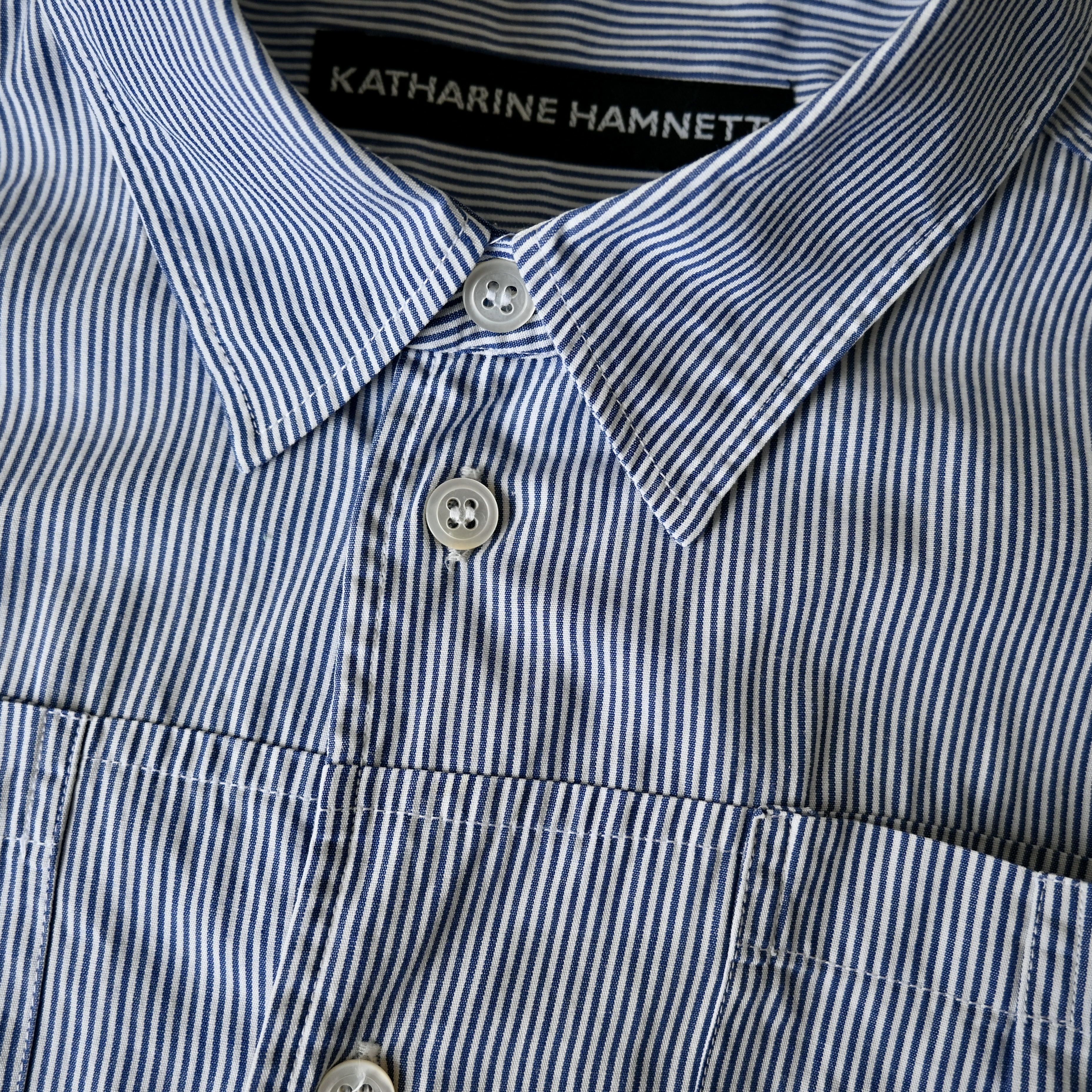Katharine Hamnett London VTG 1980s KATHARINE HAMNETT high chest pocket striped shirt Size US M / EU 48-50 / 2 - 10 Thumbnail