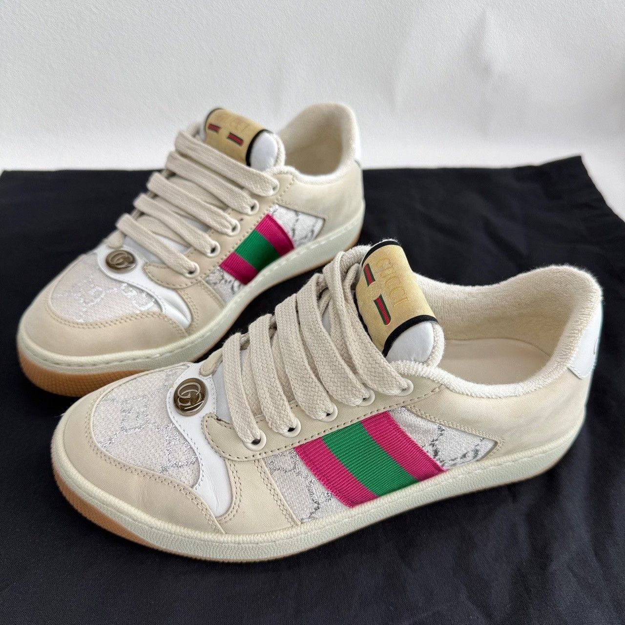 Gucci Gucci Leather Beige Lowtop Sneakers us_5 Women Size US 5 / IT 35 - 1 Thumbnail