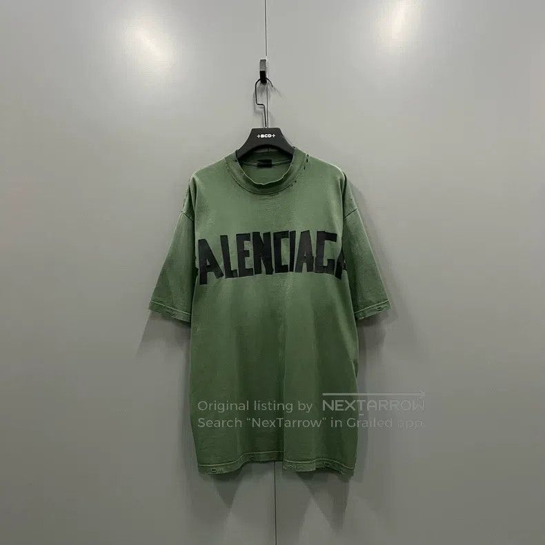 Balenciaga Balenciaga Green tape logo printed short sleeve Size US L / EU 52-54 / 3 - 1 Thumbnail