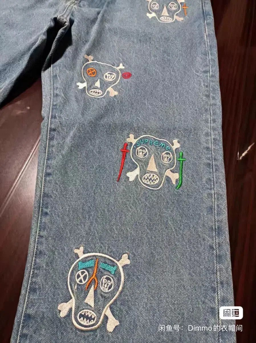 Supreme Supreme 21SS Clayton Patterson Skulls Embroidered Jeans. Size US 34 / EU 50 - 2 Thumbnail