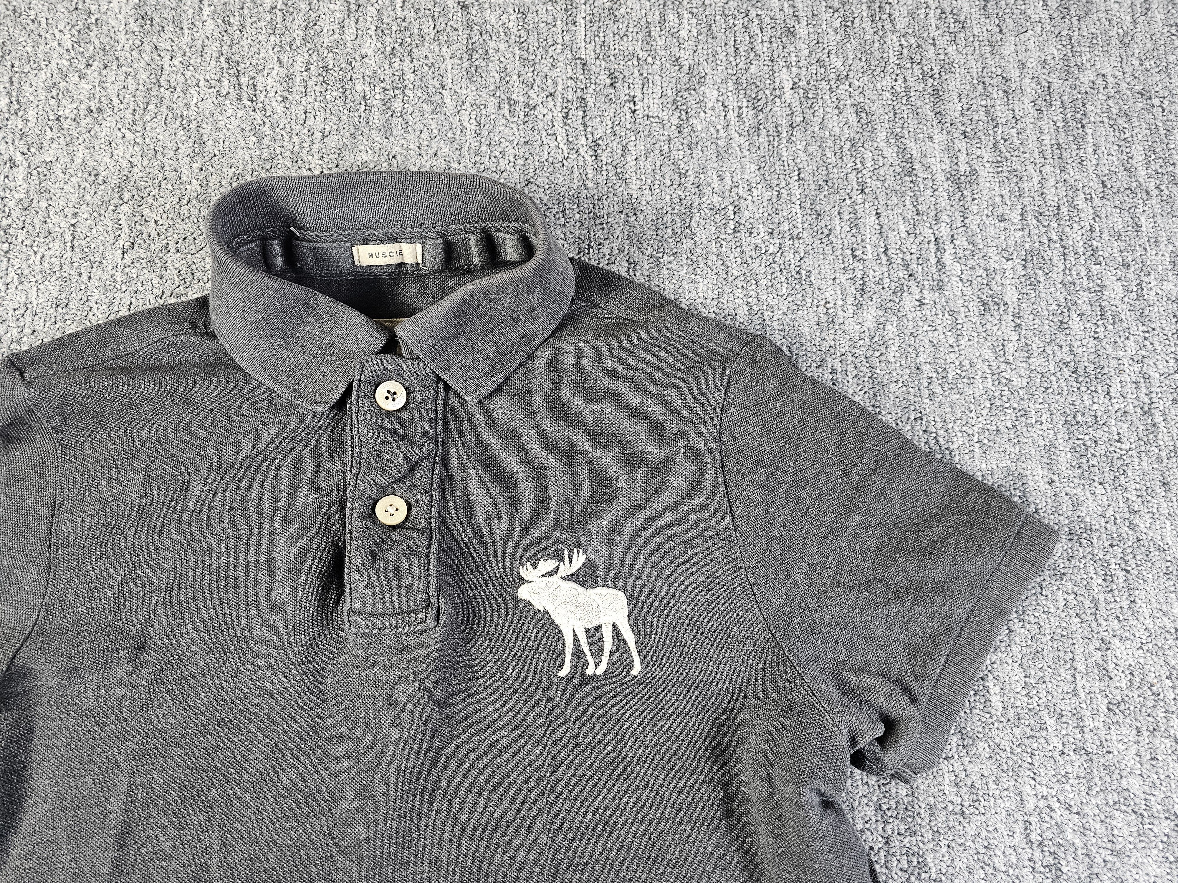 Abercrombie & Fitch Abercrombie & Fitch Polo Men S Gray Muscle Fit Moose Logo Size US S / EU 44-46 / 1 - 2 Thumbnail