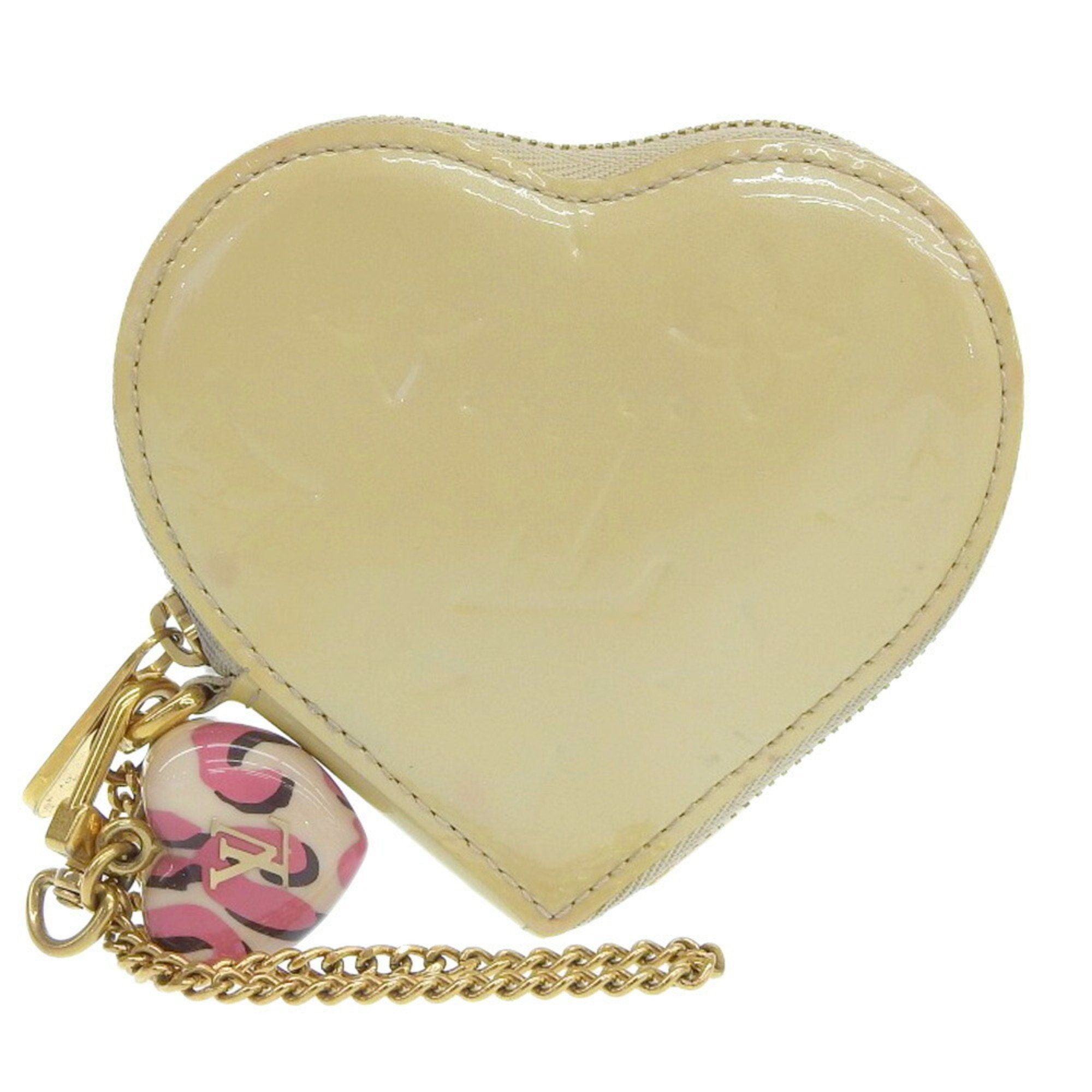 image of Louis Vuitton Monogram Vernis Portomone Cool Coin Purse Heart Case M91479 in White, Women's