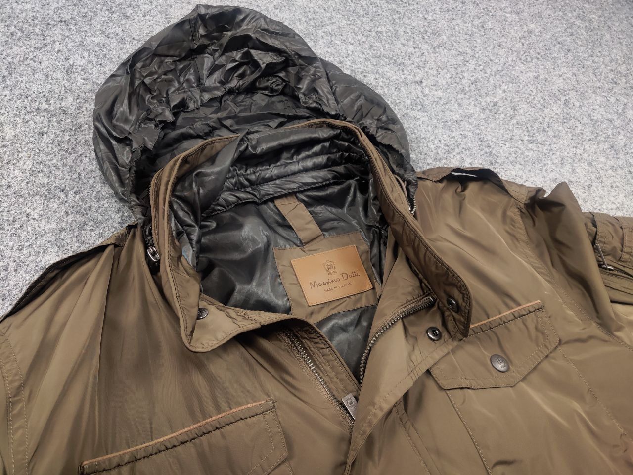 Massimo Dutti Massimo Dutti Nylon Brown Pocket Zip Hoodie Mens Jacket Size US XL / EU 56 / 4 - 14 Thumbnail
