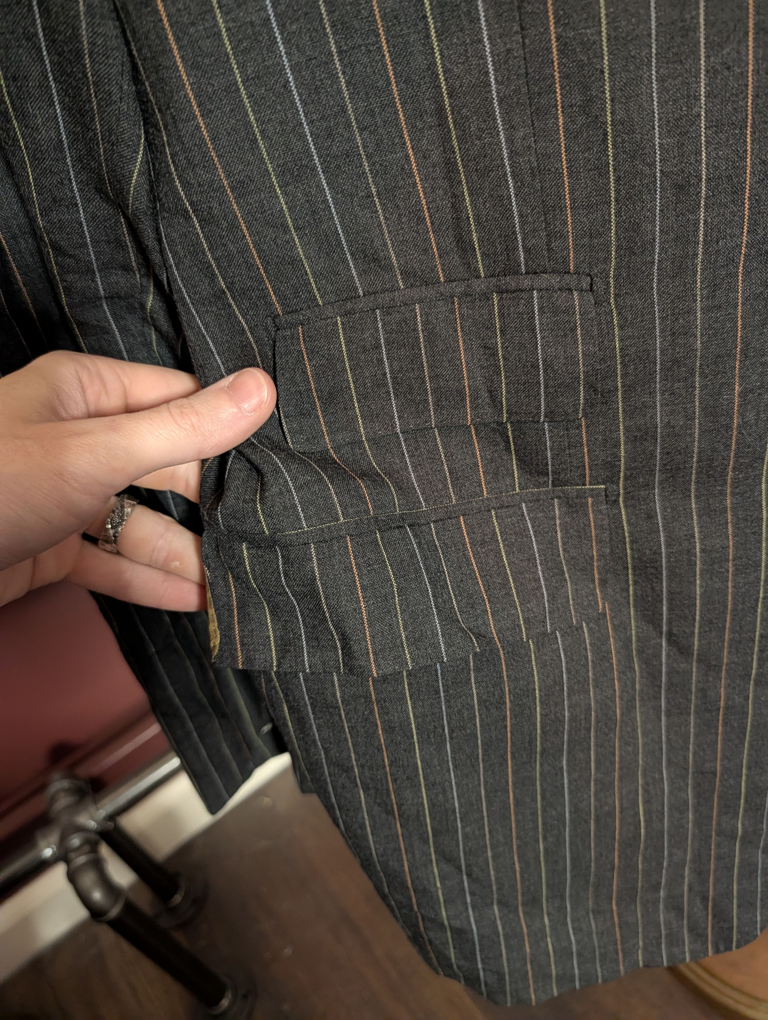 Alfred Dunhill Multicolor pinstriped RRP $2200 Italian sport coat 44R Size 44R - 4 Thumbnail
