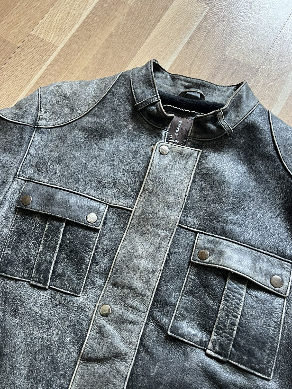 Vintage Vintage faded avant garde leather jacket Rick Owens style 90 Size US M / EU 48-50 / 2 - 6 Thumbnail