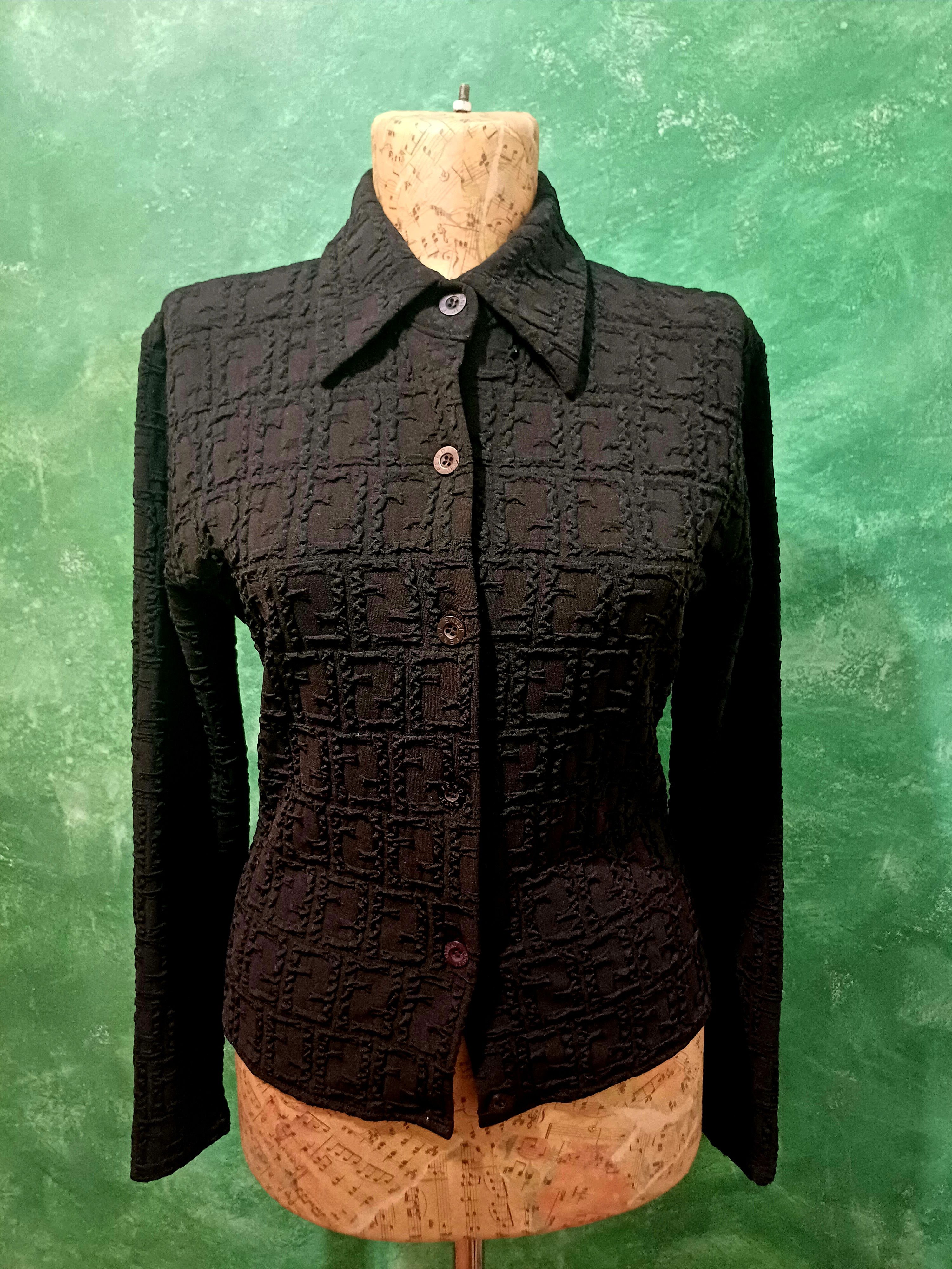 Vintage Rare Fendi Zucca Women's Monogram Black Shirt
