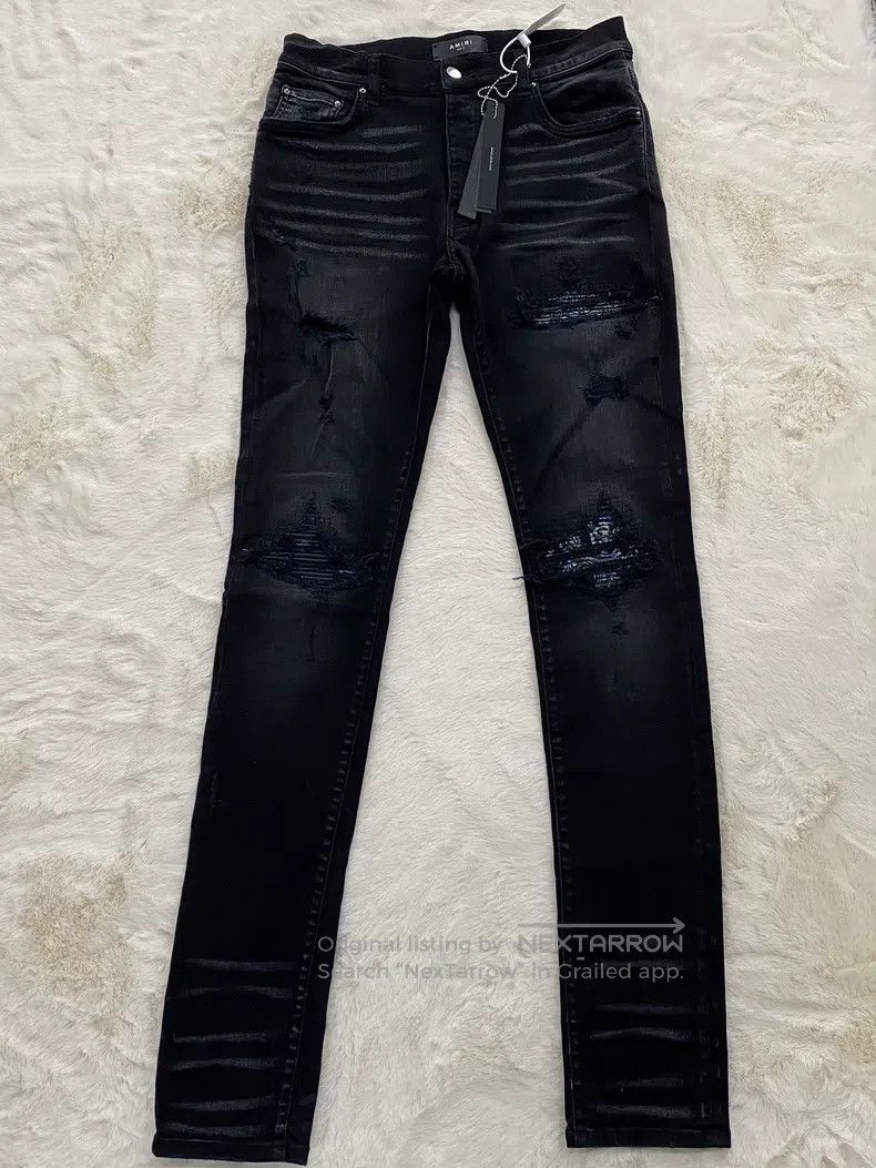 Amiri Amiri Size 31 Washed black and blue cashew flower MX1 patch Size US 31 - 1 Thumbnail