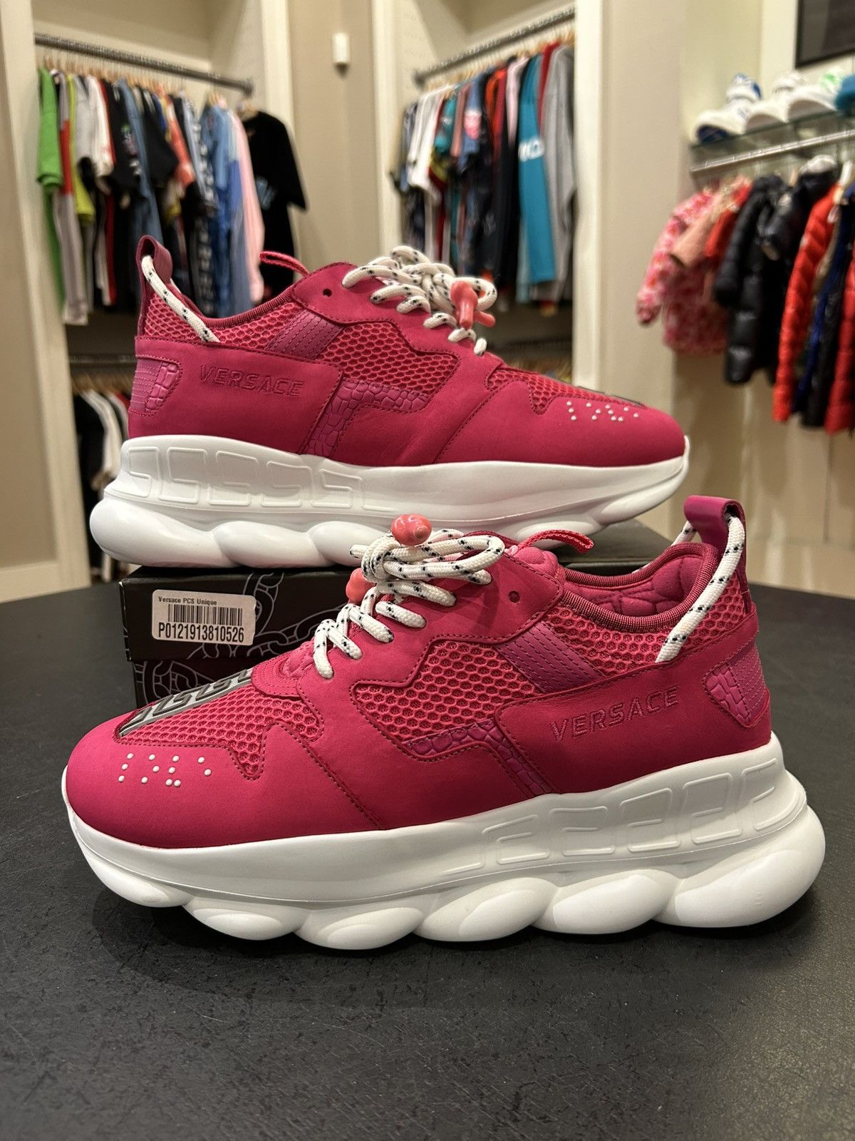 Versace Versace Chain Reaction Sneaker - Pink Suede Size US 11 / EU 44 - 1 Thumbnail