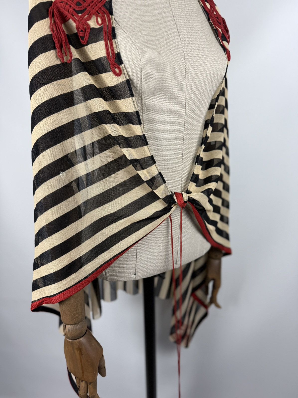 Jean Paul Gaultier Jean Paul Gaultier Soleil VTG Mesh Striped Cape Tunic Blouse Size M / US 6-8 / IT 42-44 - 4 Thumbnail
