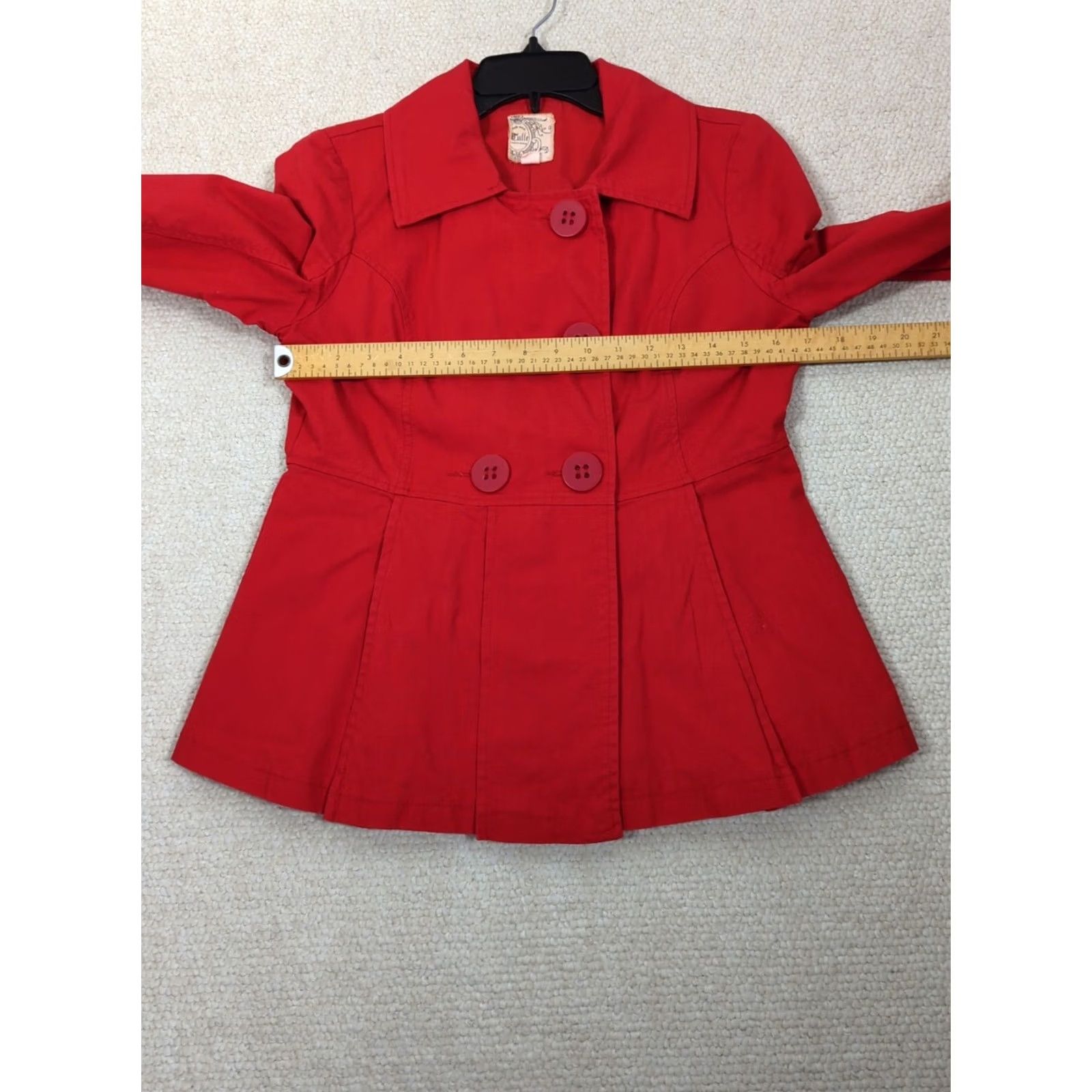 Vintage Tulle Red Pea Coat Jacket Button Size M Women Regular Size M / US 6-8 / IT 42-44 - 6 Thumbnail