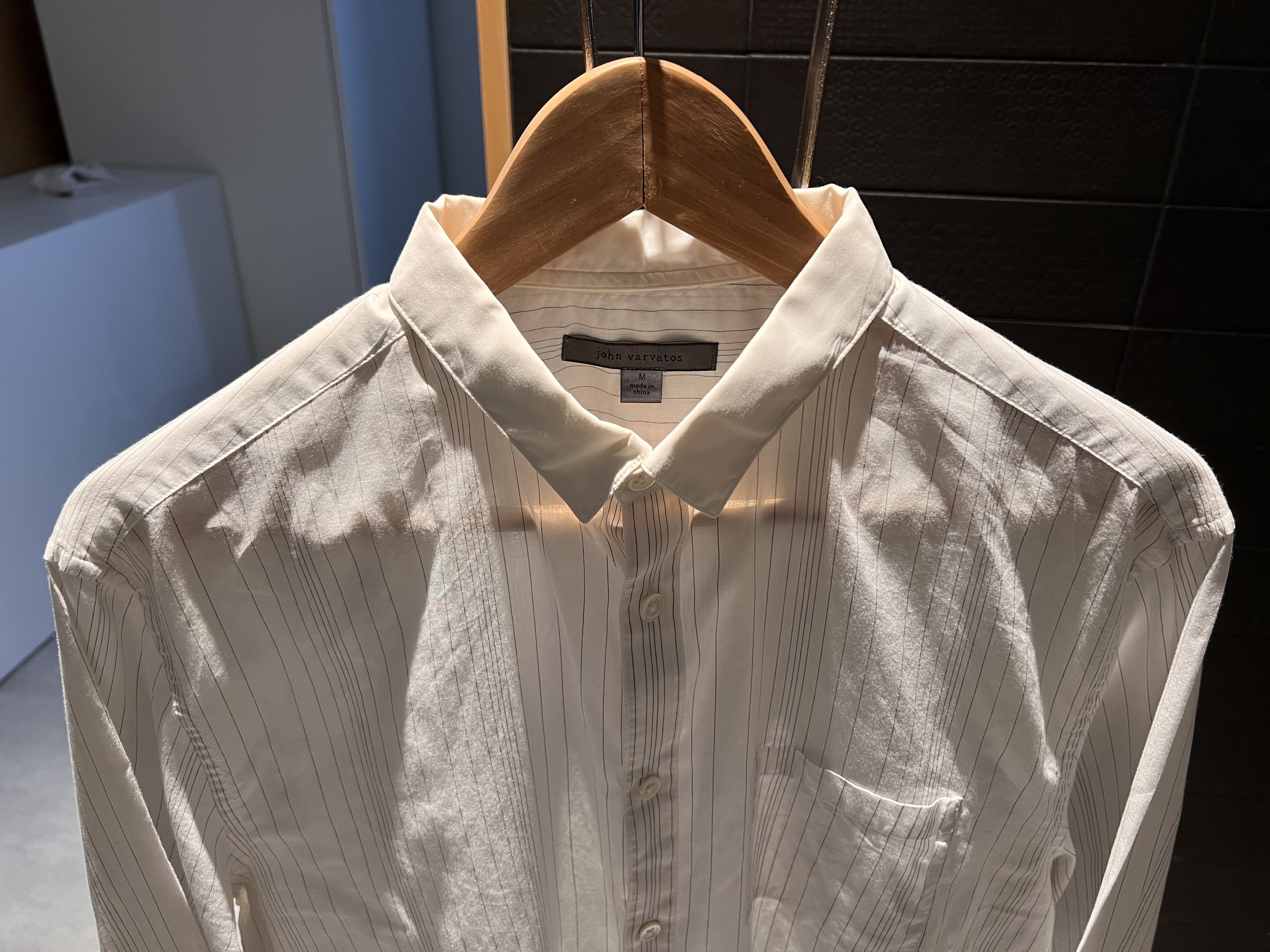 John Varvatos John Varvatos White Pinned Stripe Button Up Shirt Size US M / EU 48-50 / 2 - 2 Thumbnail