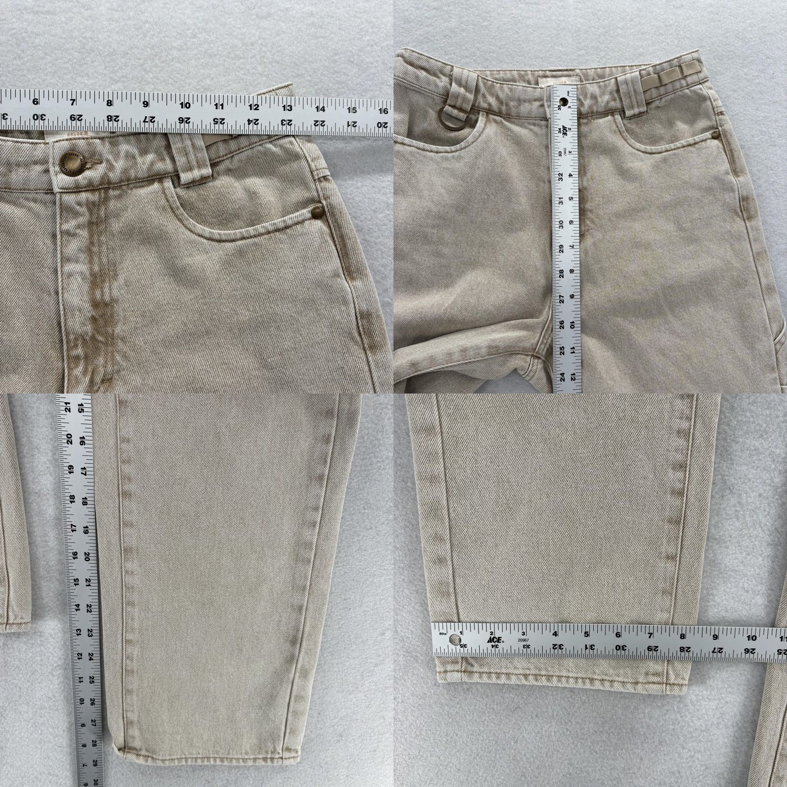 Roark Roark Carpenter Straight Jeans Womens 26 Beige High Rise Denim Workwear Jeans Size 26" / US 2 / IT 38 - 8 Thumbnail