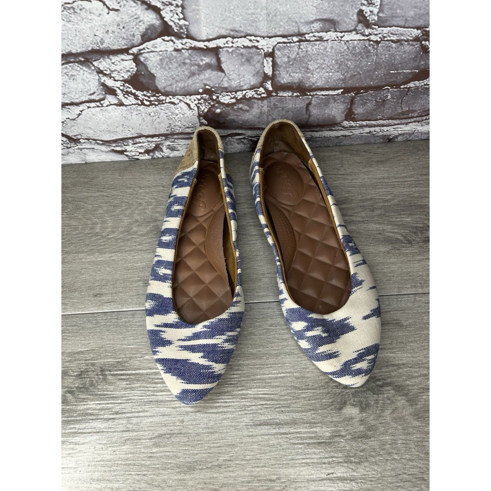 REEF Reef Bochica 2 Canvas Blue White Pointed Toe Ballet Flats Wo Size US 8.5 / IT 38.5 - 4 Thumbnail