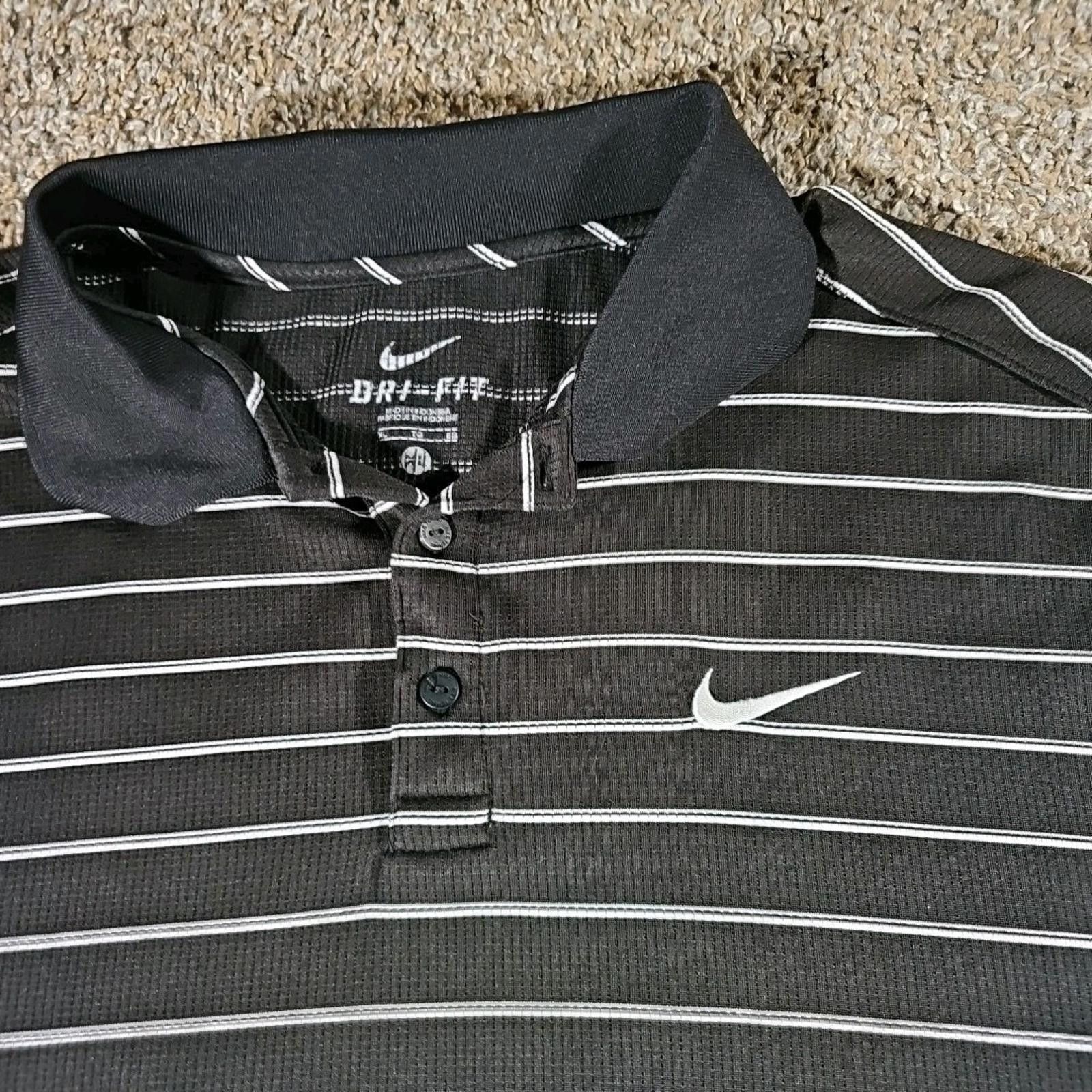 Nike Nike Dri-Fit Black XL Striped Polo Size US XL / EU 56 / 4 - 2 Thumbnail