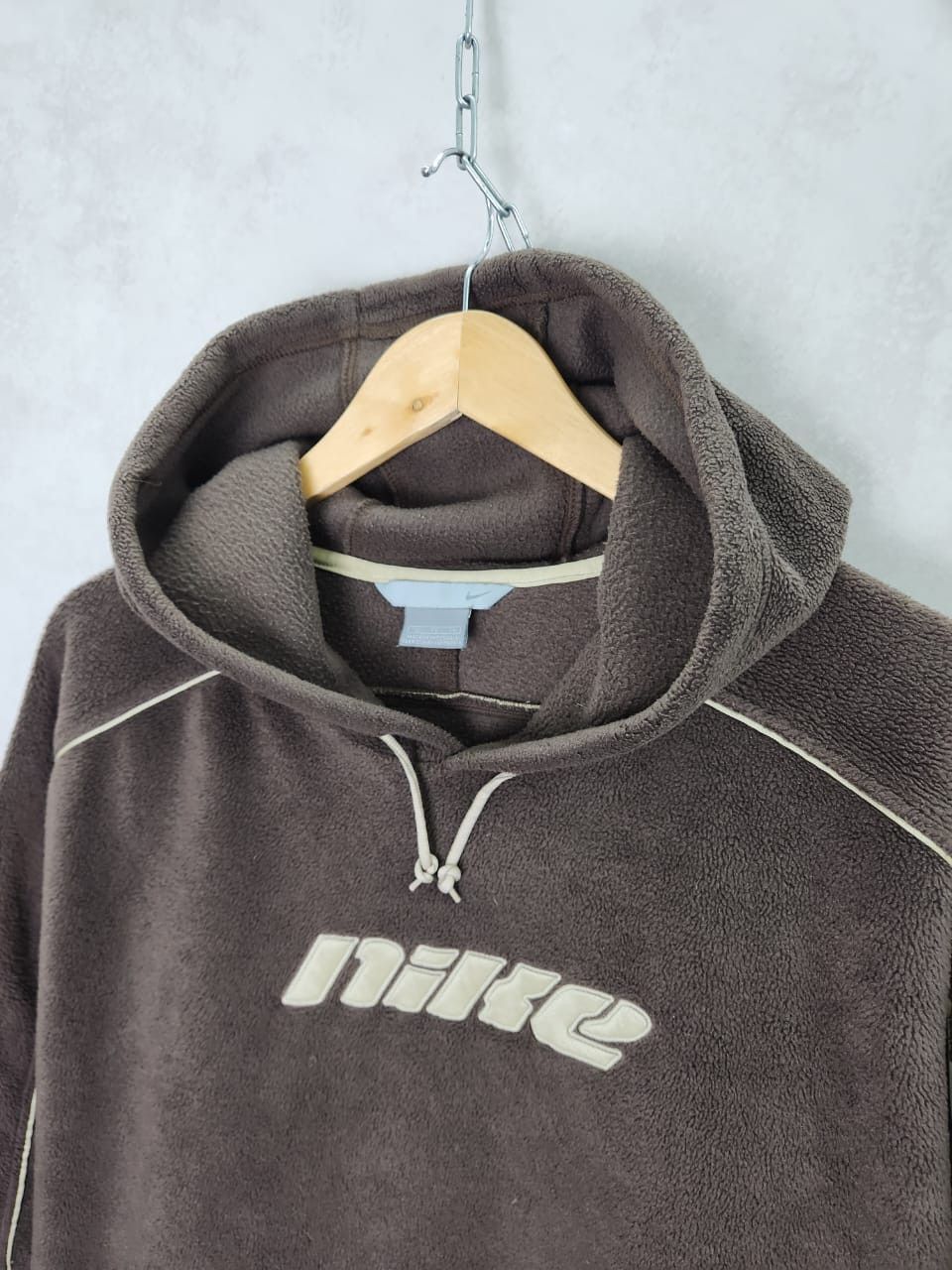 Nike Vintage Nike Fleece Sherpa Brown Hoodie Swoosh Size US XL / EU 56 / 4 - 4 Thumbnail