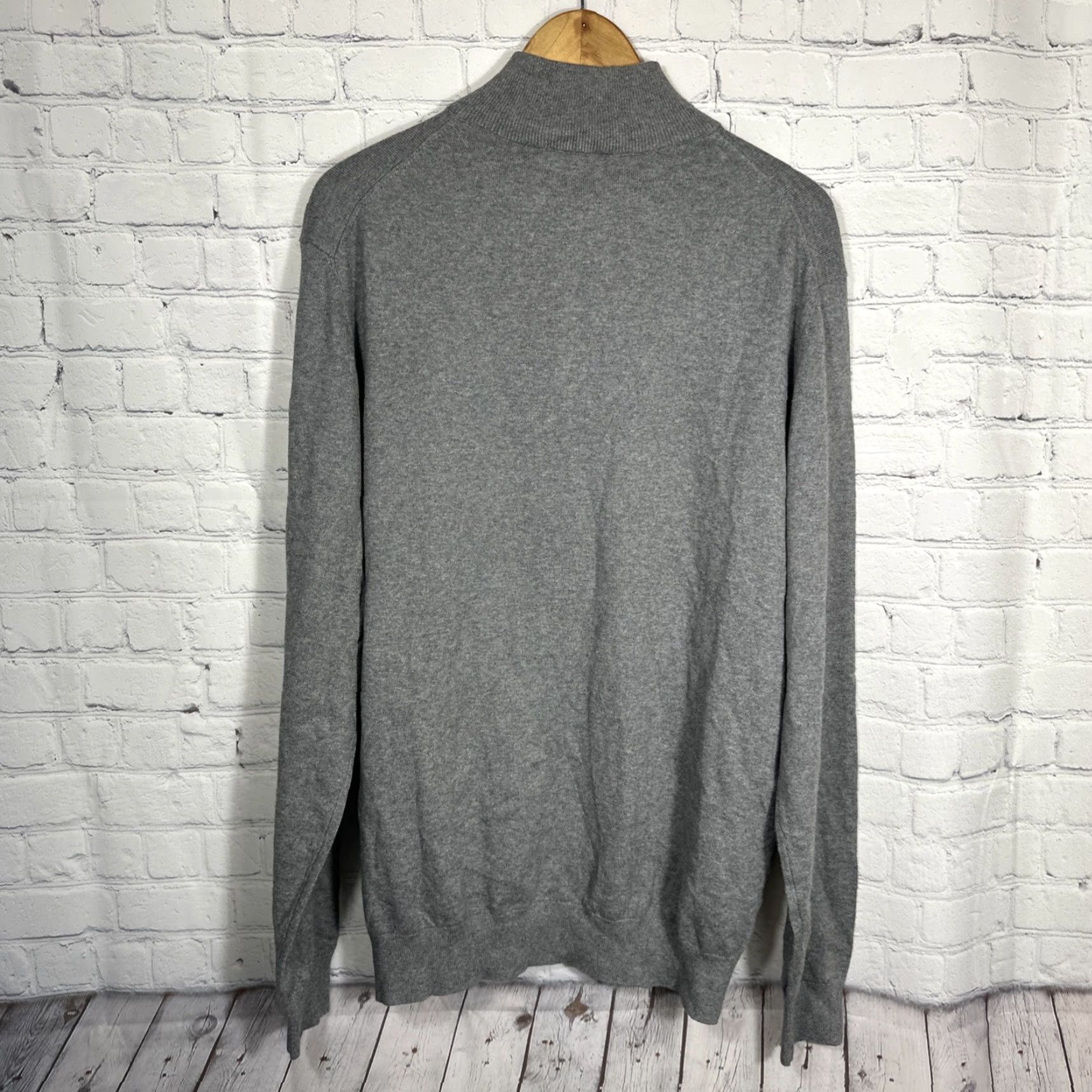 CO Collars & Co Quarter 1/4 Zip Sweater Gray Cashmere Cotton Long Sleeve Golf New Size US XXL / EU 58 / 5 - 7 Thumbnail