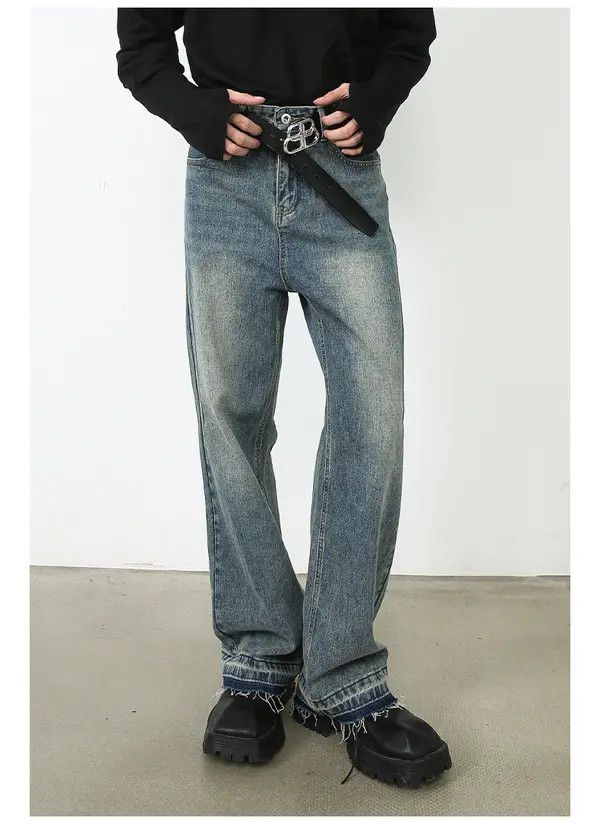 Japanese Brand Japanese washed distressed loose straight jeans Size US 32 / EU 48 - 2 Thumbnail
