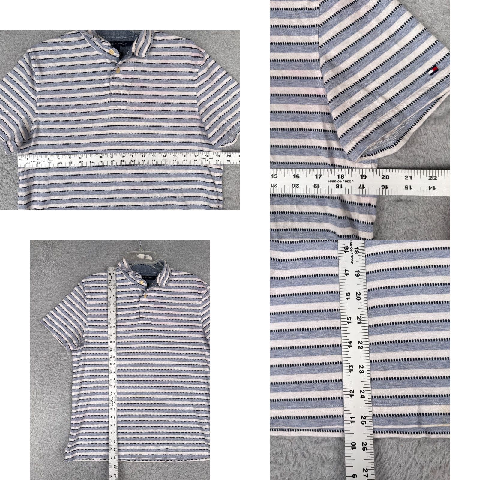 Tommy Hilfiger Tommy Hilfiger Polo Shirt Men Medium Blue Stripe 100% Cotton Custom Fit Size US M / EU 48-50 / 2 - 8 Thumbnail