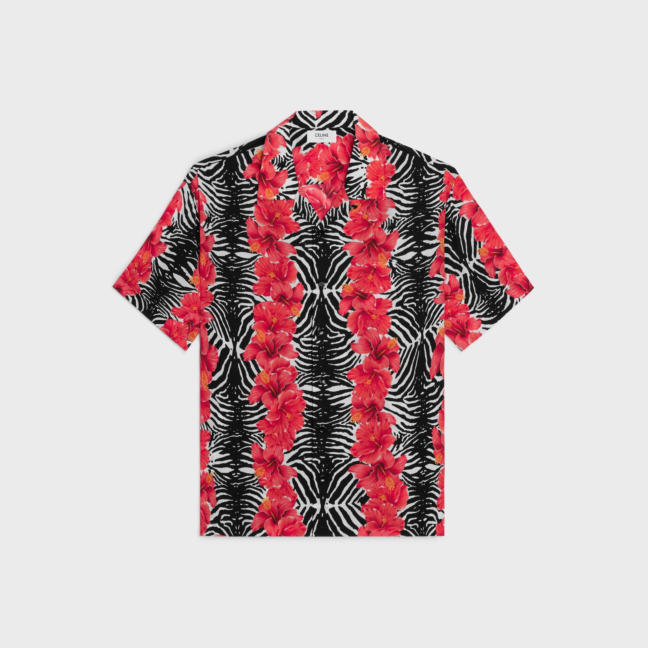 Celine HAWAIIAN SHIRT IN CREPE DE CHINE white/black/red Size US S / EU 44-46 / 1 - 1 Thumbnail