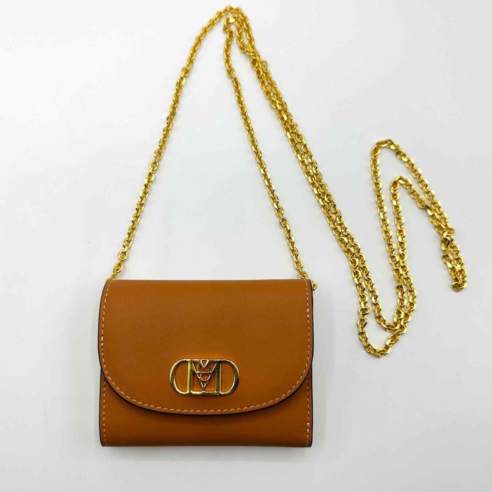 MCM Women's Cognac Brown Leather Mini Fold Chain Wallet Size ONE SIZE - 1 Thumbnail