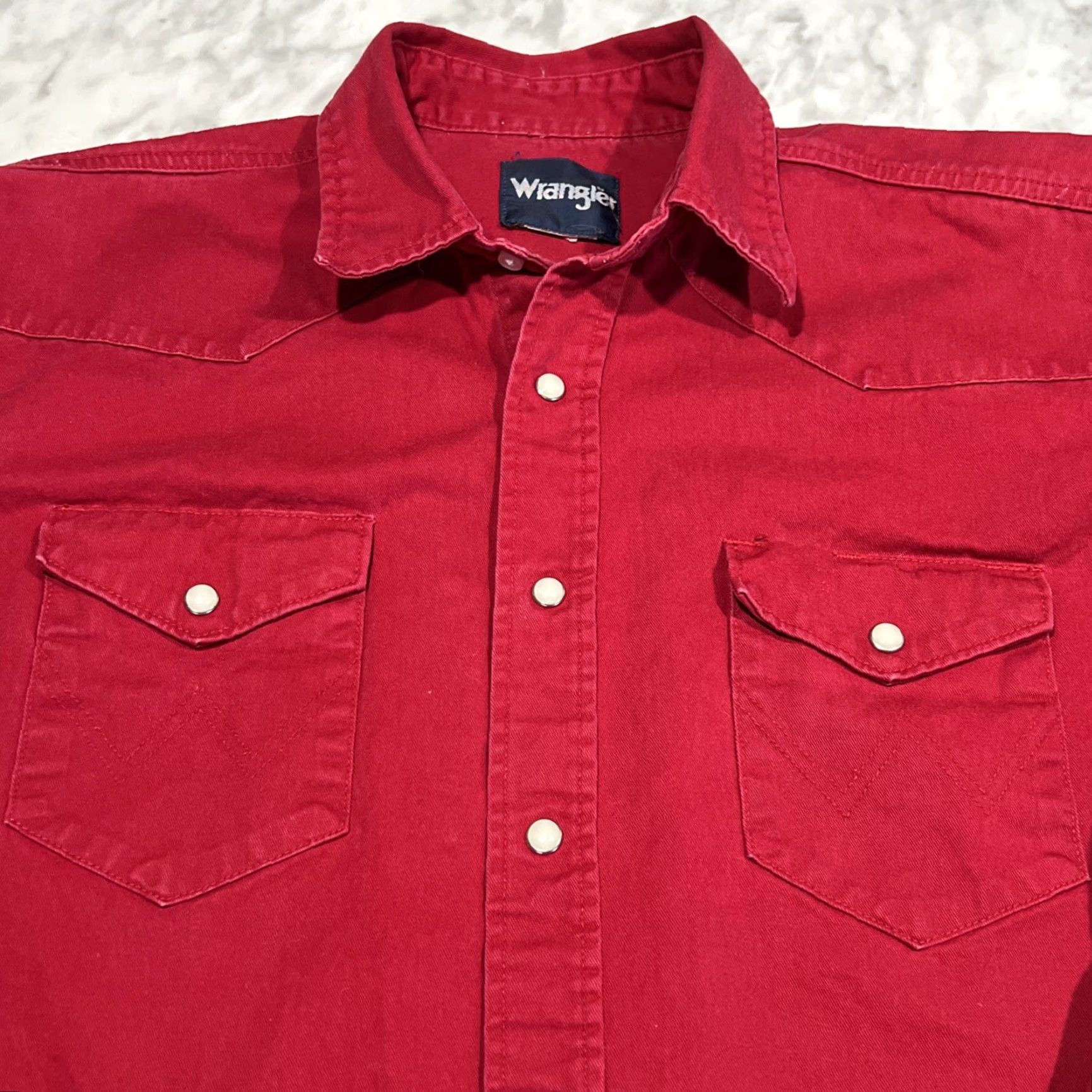 Wrangler VINTAGE Wrangler Pearl Snap Western Shirt Mens 17-36 Regular Long Tails Red Size US XL / EU 56 / 4 - 4 Thumbnail