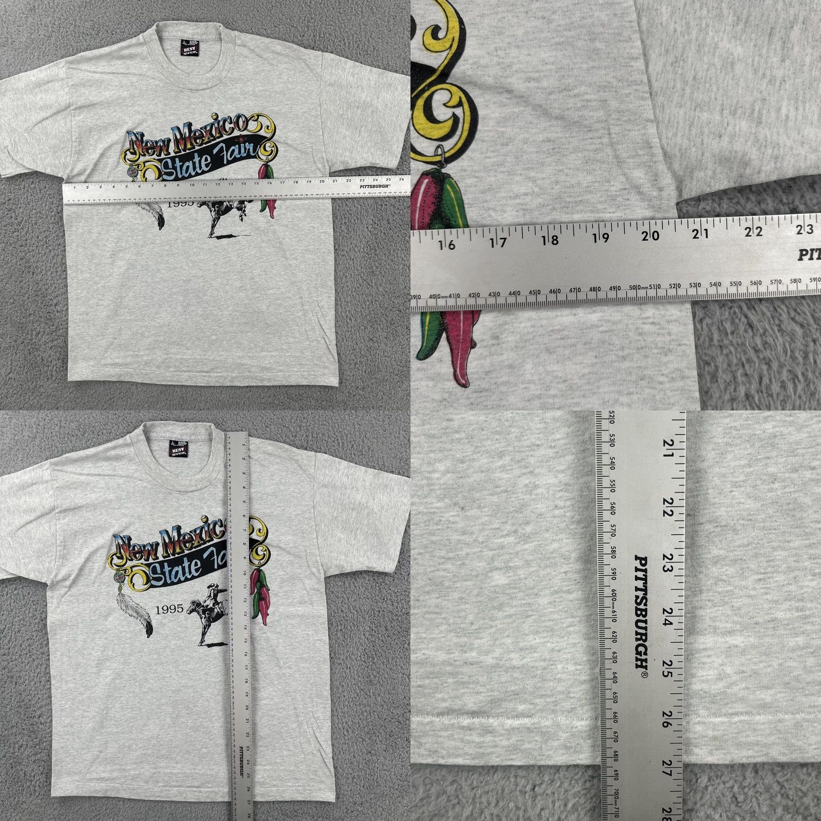 Fruit Of The Loom VINTAGE Fruit of the Loom T Shirt Gray XL 1990s Made in USA NM State Fair Mens Graphic Tee Size US XL / EU 56 / 4 - 9 Thumbnail
