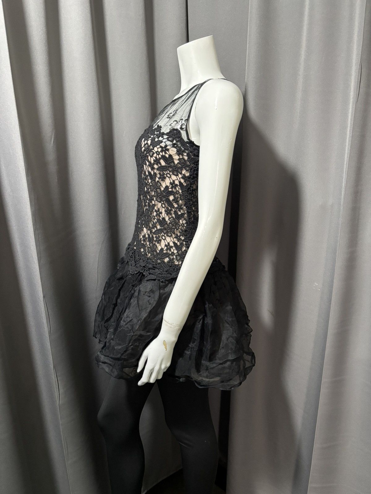 RED Valentino Floral Gothic Sheer Mesh Lace Ballerina Style Dress Size S / US 4 / IT 40 - 3 Thumbnail