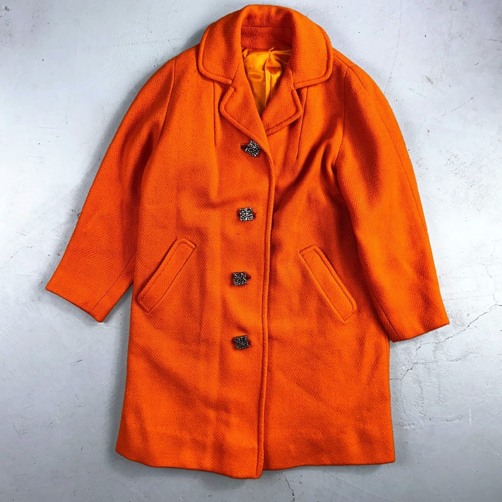 Etro VINTAGE Lassie Junior Orange Wool Coat 1960s Retro Mod Button-Up Women S Fall Winter Spring Size S / US 4 / IT 40 - 5 Thumbnail