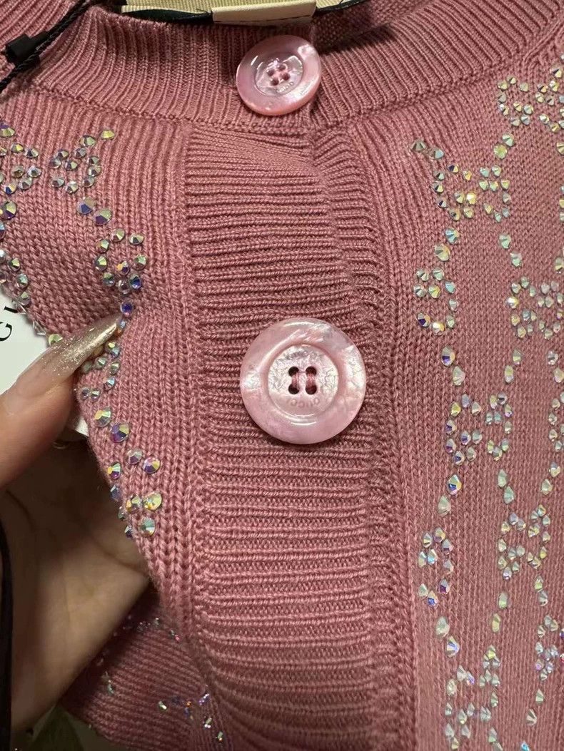 Gucci Gucci Pink rhinestone double g knitted cardigan sweater 250 Size US S / EU 44-46 / 1 - 7 Thumbnail