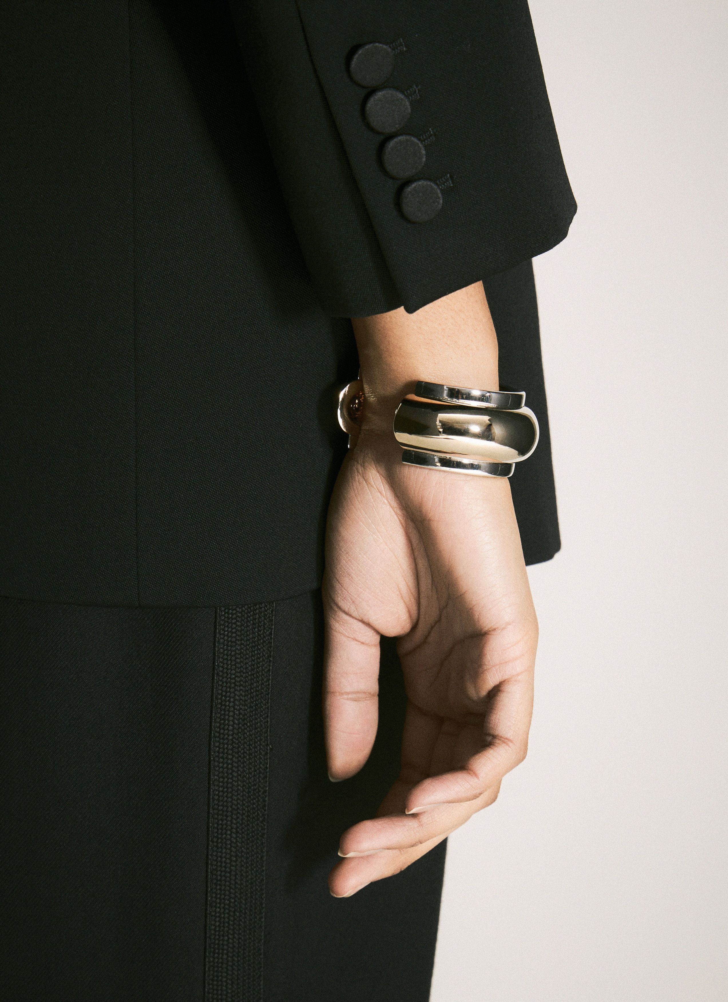 Saint Laurent Paris o1bcso1str0226 Size:L/Bumpy Bracelet In Metal in Golden Size ONE SIZE - 4 Thumbnail