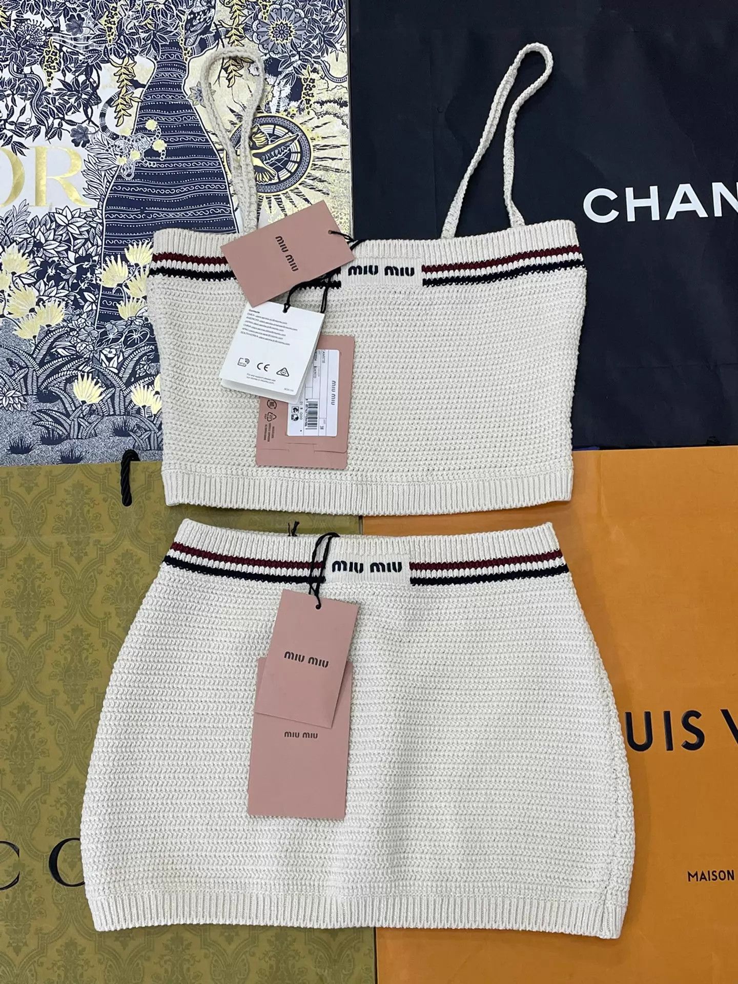 Miu Miu MIU MIU Cream Knit Camisole Top 38 Size XS / US 0-2 / IT 36-38 - 1 Thumbnail