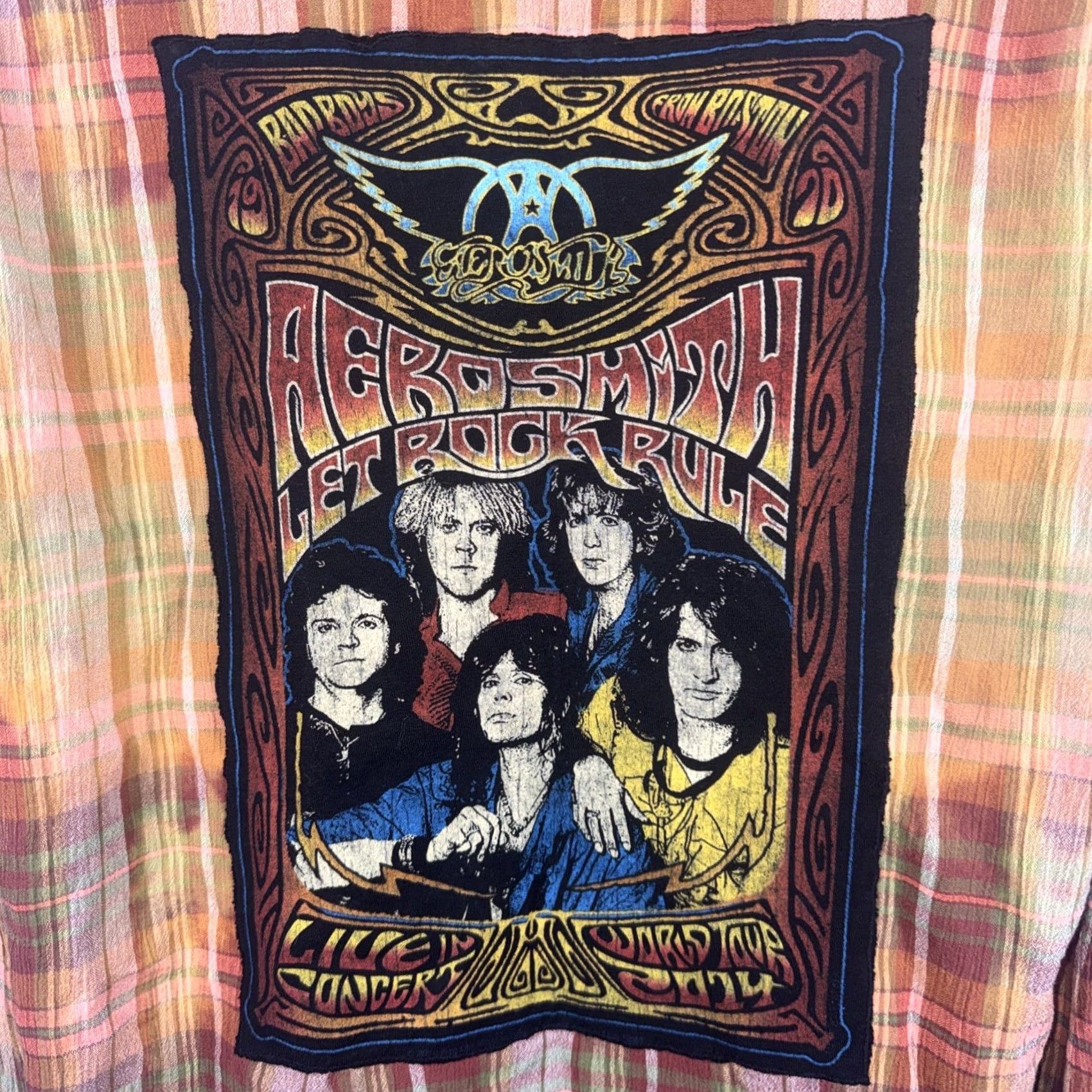 Aerosmith Aerosmith Let Rock Rule Orange Plaid Button Up Shirt ROCKABILLY UNISEX S Size US S / EU 44-46 / 1 - 4 Thumbnail