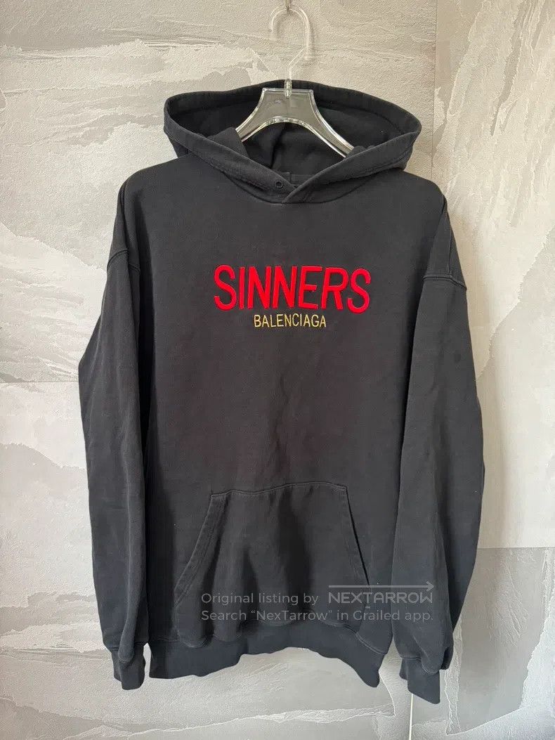 Balenciaga Balenciaga Sinner embroidered hooded sweatshirt Size US S / EU 44-46 / 1 - 1 Thumbnail