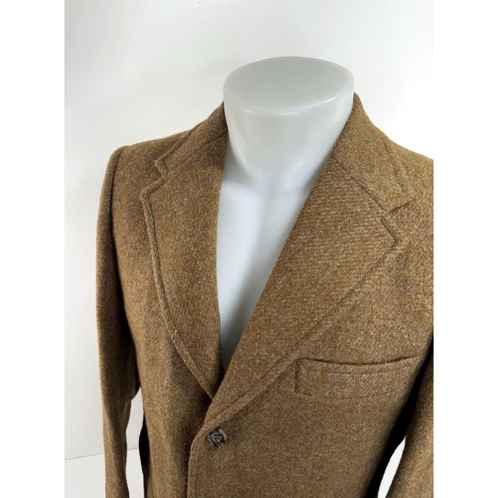 Eddie Bauer EDDIE BAUER / HARRIS TWEED Blazer Wool 40 Brown Mens Vintage 40 Kang Sportcoat Scottish Virgin Wool Size 40R - 3 Thumbnail