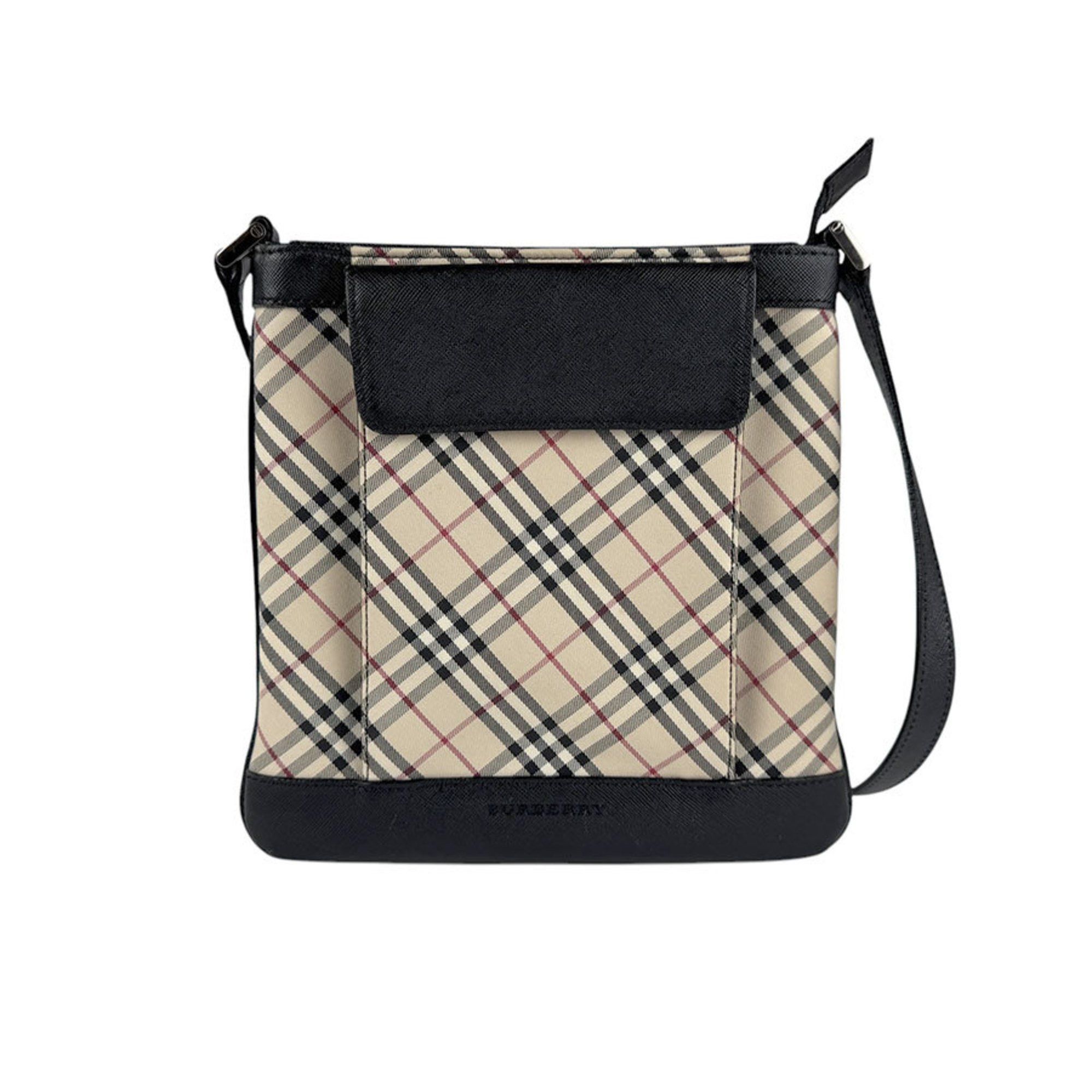 Burberry Shoulder Bag Nova Check Canvas Leather Beige Multicolor Black Silver Women's Z4570