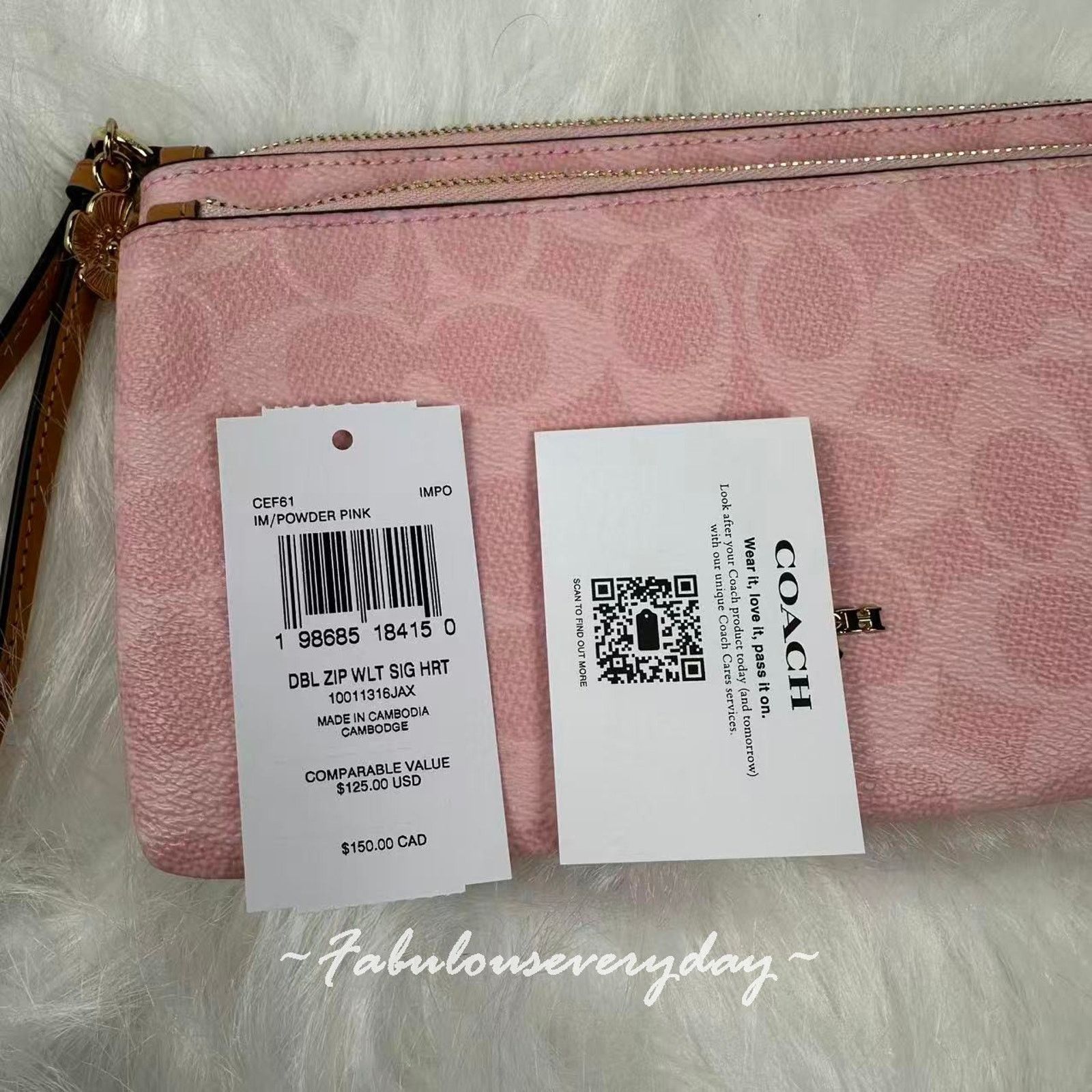 Coach Coach Double Zip Wristlet Sig Canvas Charms Powder Pink Size ONE SIZE - 3 Thumbnail
