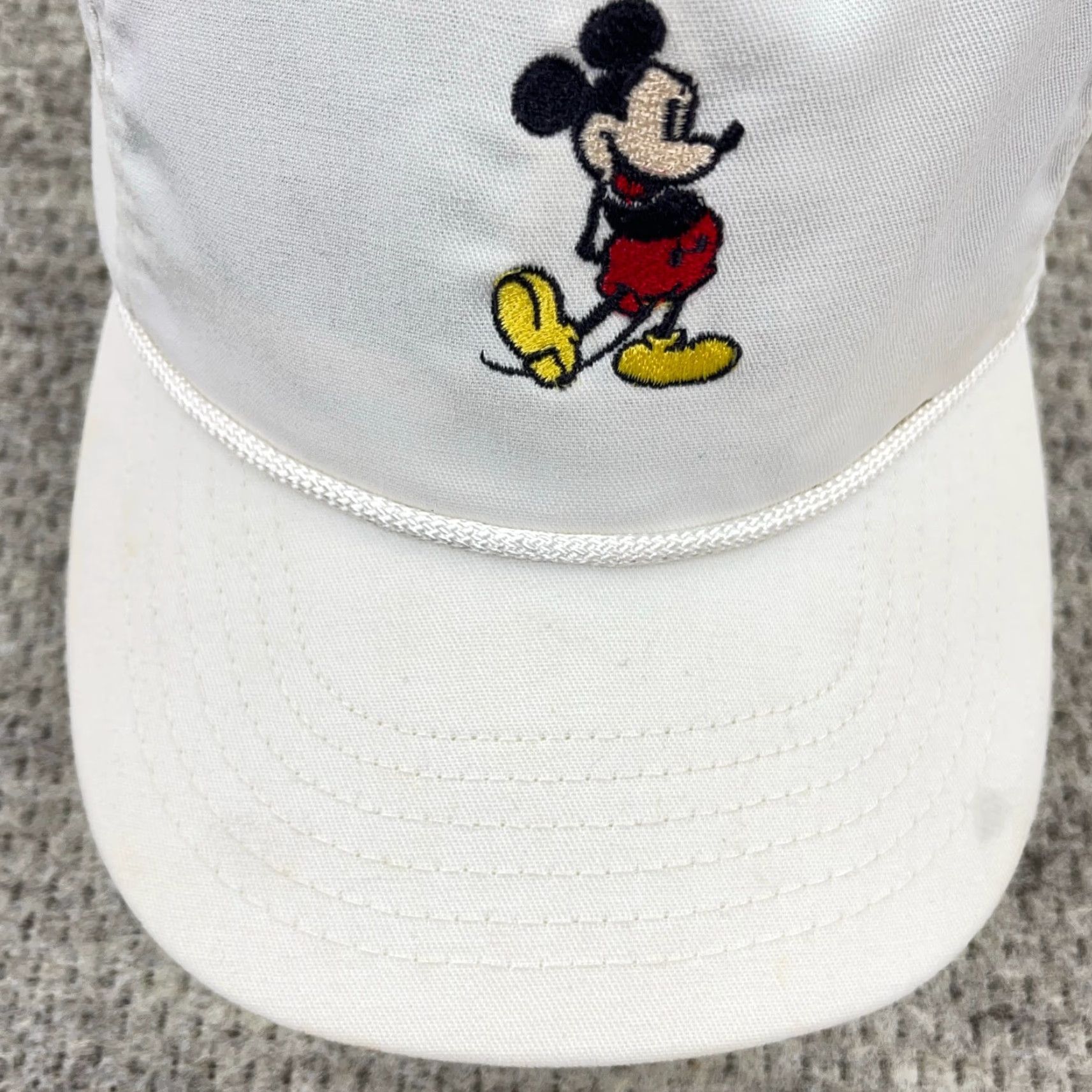 Disney VINTAGE Disney Mickey Mouse Hat Cap Adjustable Strap Back 90s Casual Adult One Size White Mens Size ONE SIZE - 4 Thumbnail
