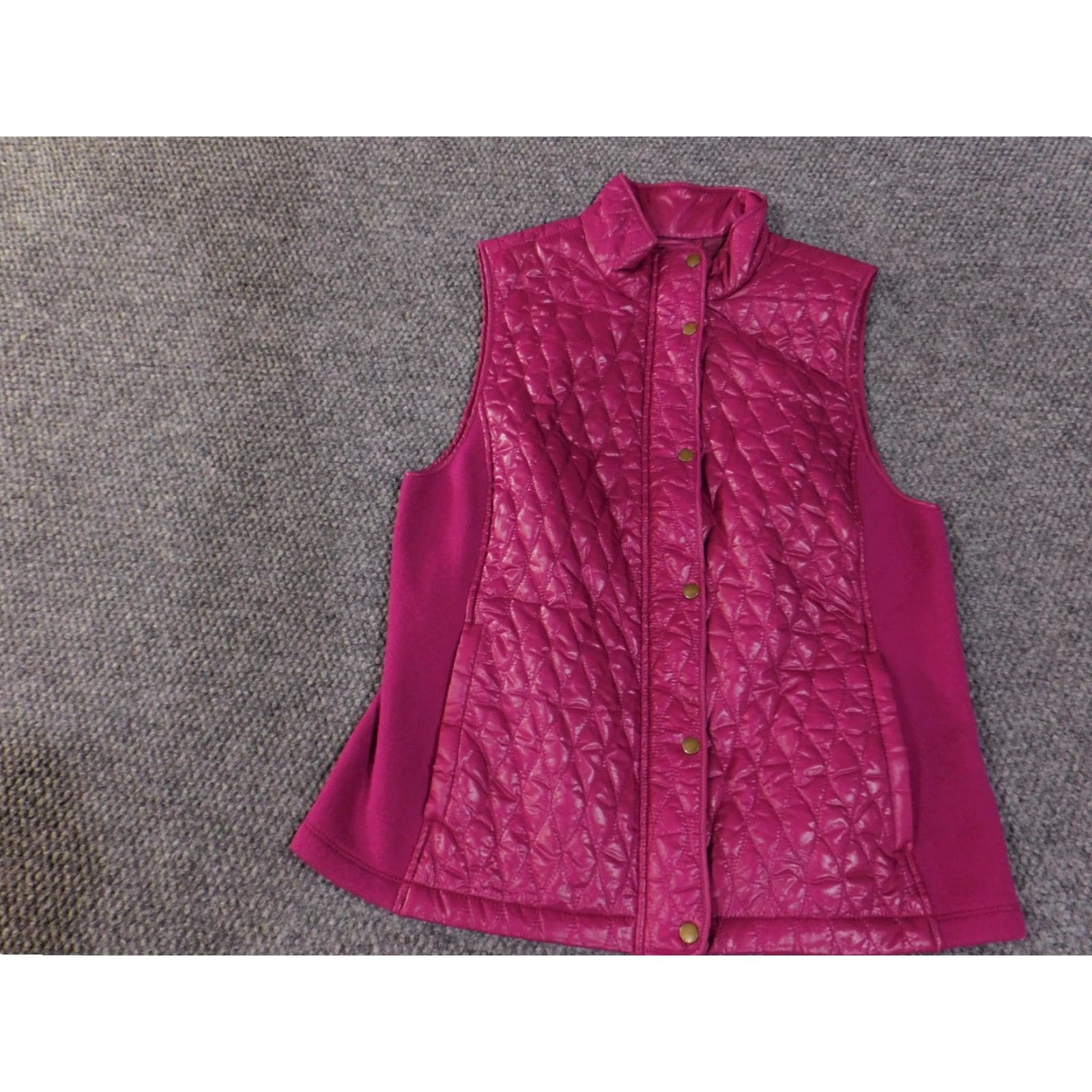 Talbots VINTAGE Talbots Vest Womens M Quilted Sleeveless Zip Snap Lightweight Polyester Pink Jewel Tone Stand Collar Pockets Womens Size M / US 6-8 / IT 42-44 - 3 Thumbnail