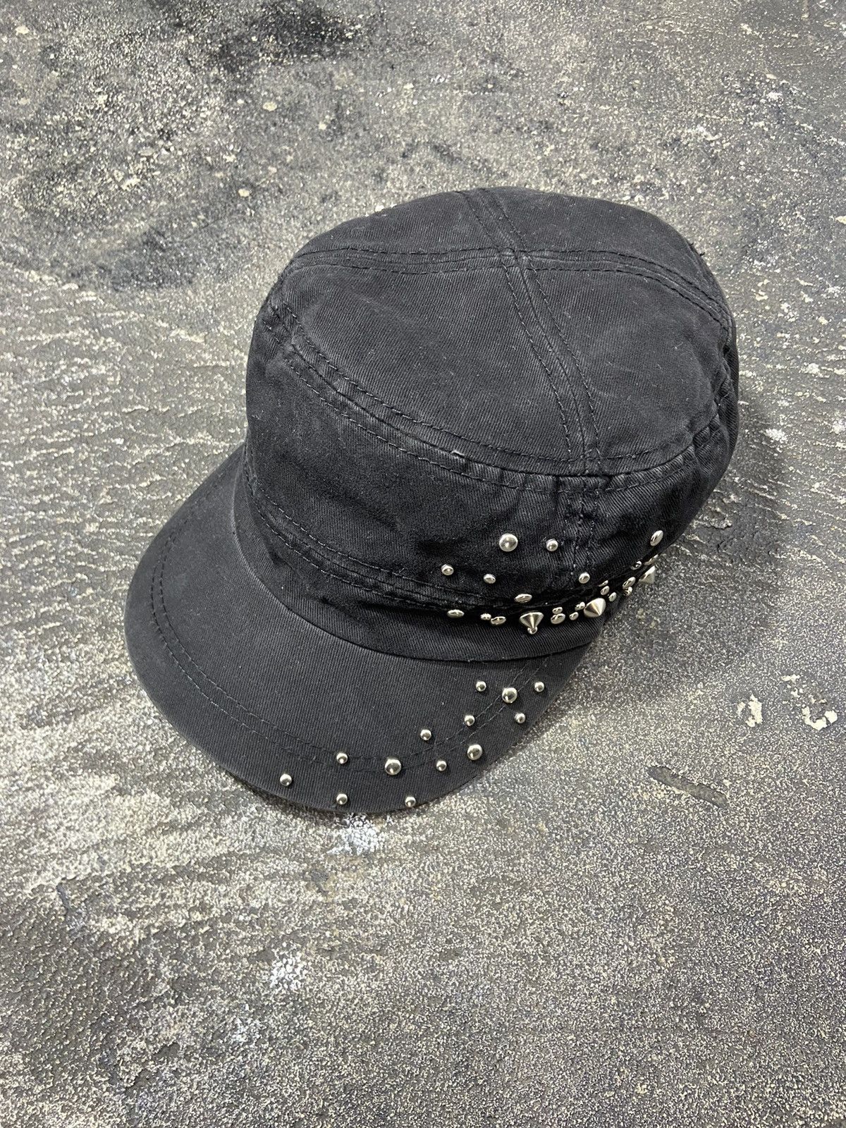 Japanese Brand Vintage Cadet Hat Punk Studded Poem Y2K Style Size ONE SIZE - 6 Thumbnail