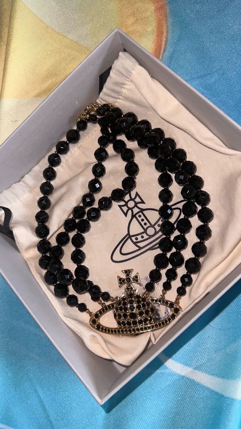 Vivienne Westwood Vivienne Westwood Black Agate Three-Layer Necklace Size ONE SIZE - 1 Thumbnail