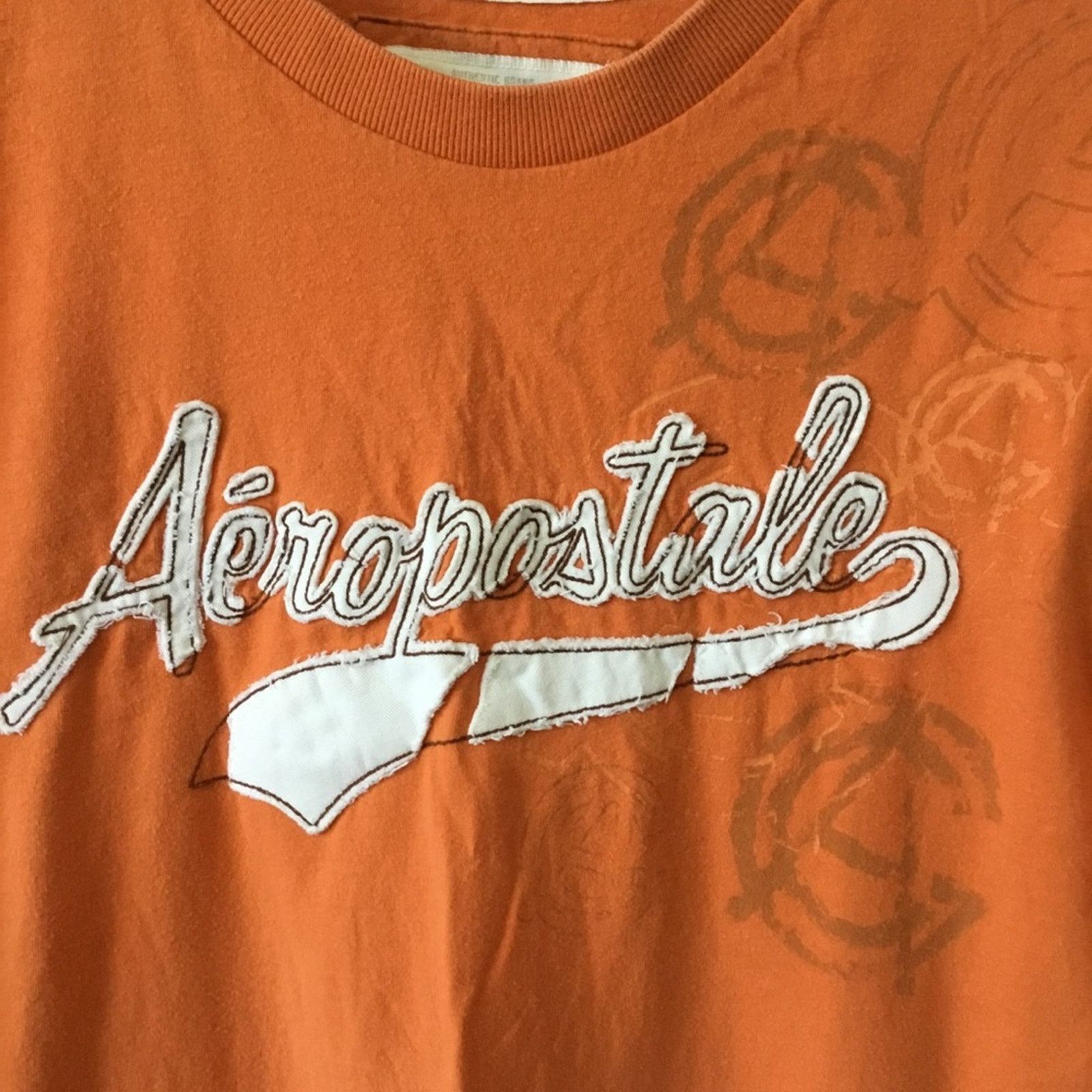 Aeropostale Aeropostale Orange Crewneck Logo Graphic Tee Size US L / EU 52-54 / 3 - 3 Thumbnail