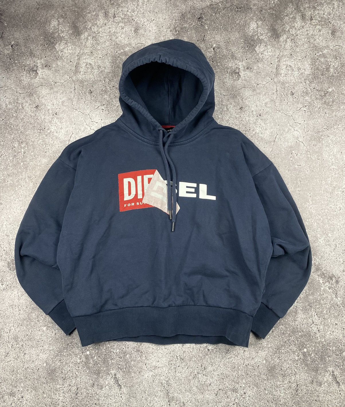 Diesel × Vintage Vintage 90s Diesel Box Embroidered Logo Baggy Hoodie Size US S / EU 44-46 / 1 - 2 Thumbnail