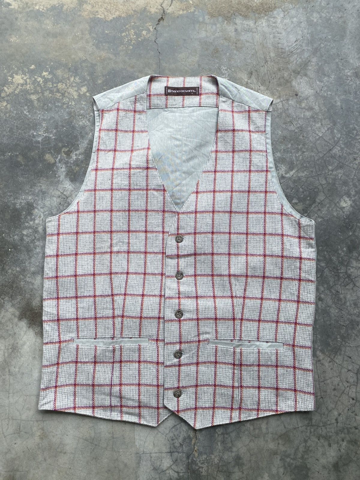 Japanese Brand Mario Giovanni check waistcoat Size 40R - 1 Thumbnail