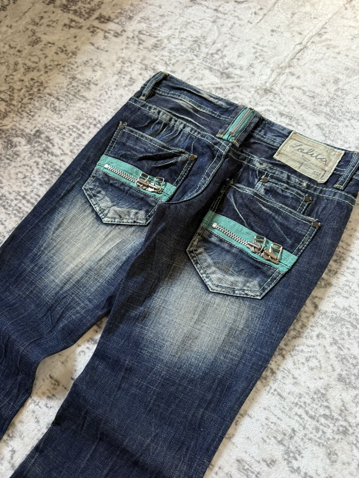 Fad Three × Japanese Brand × Le Grande Bleu (L.G.B.) Yoshitomo Lolita Muddy Wash Wrinkle Texture Flared Jeans Size US 28 / EU 44 - 13 Thumbnail