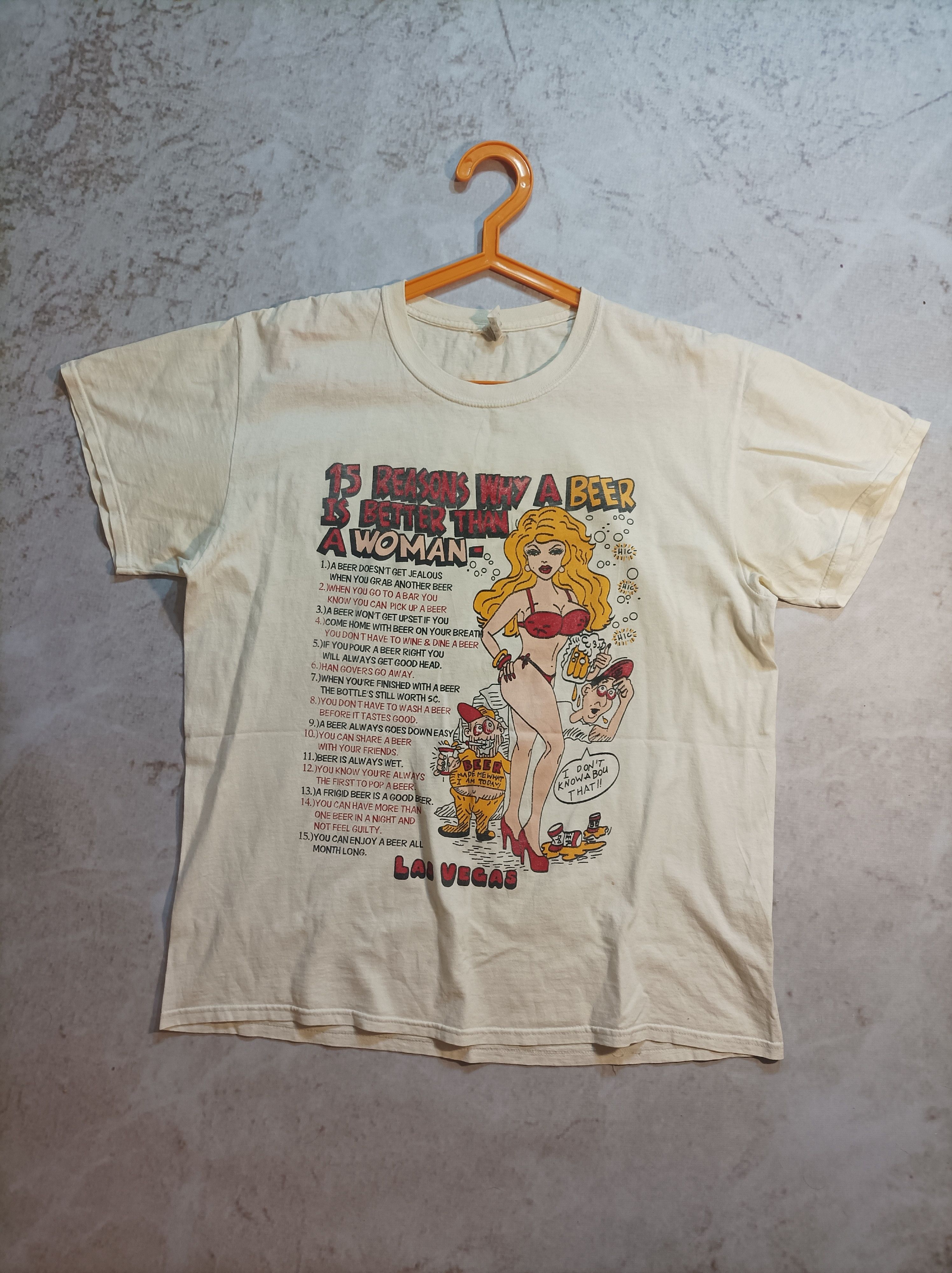 Vintage 90s Why Beer is Better Than Women Humor T-Shirt Boxy Large Size US L / EU 52-54 / 3 - 1 Thumbnail